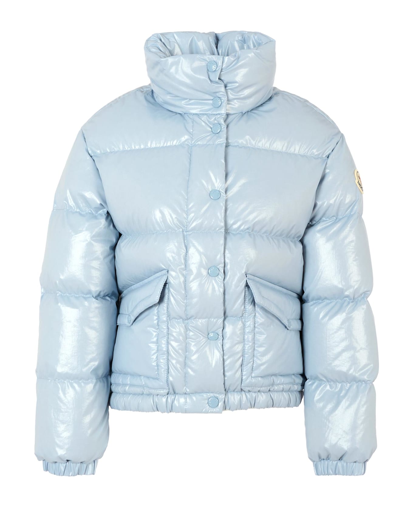 Moncler Blue Puivert Down Jacket For Girl With Logo - Light Blue