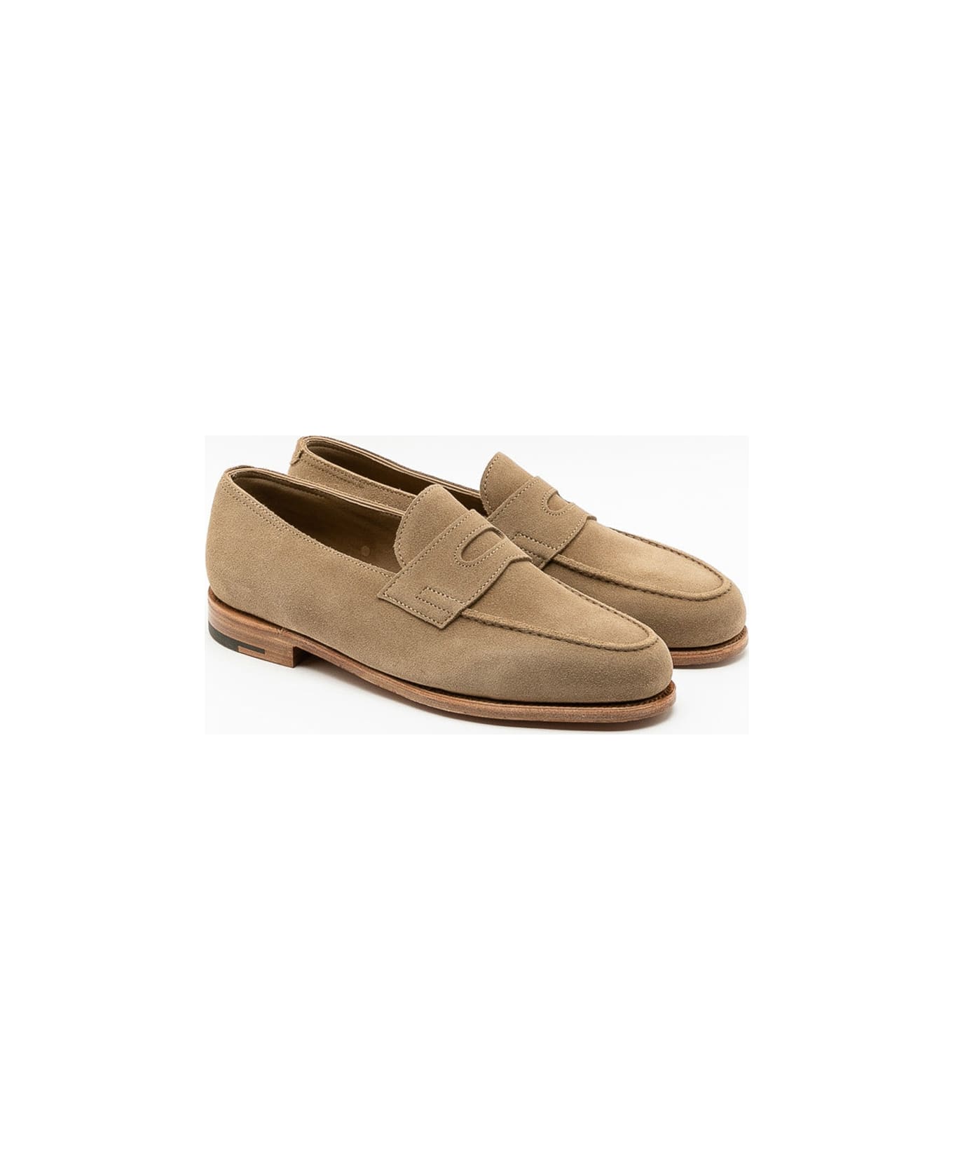 John Lobb Lopez Sand Suede Unlined Penny Loafer - Sabbia