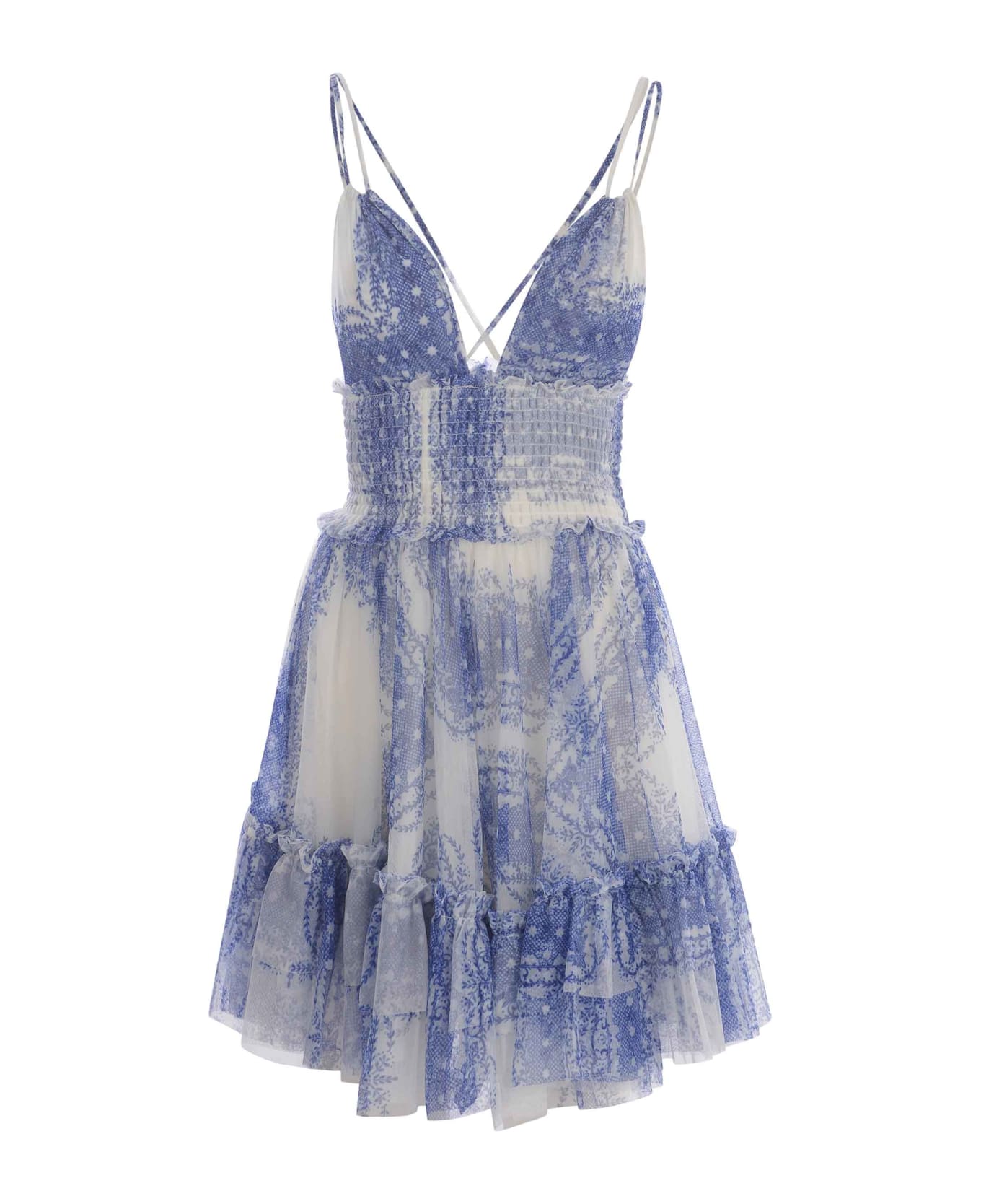 Philosophy di Lorenzo Serafini Dress Philosophy Made Of Printed Tulle - Azzurro ワンピース＆ドレス
