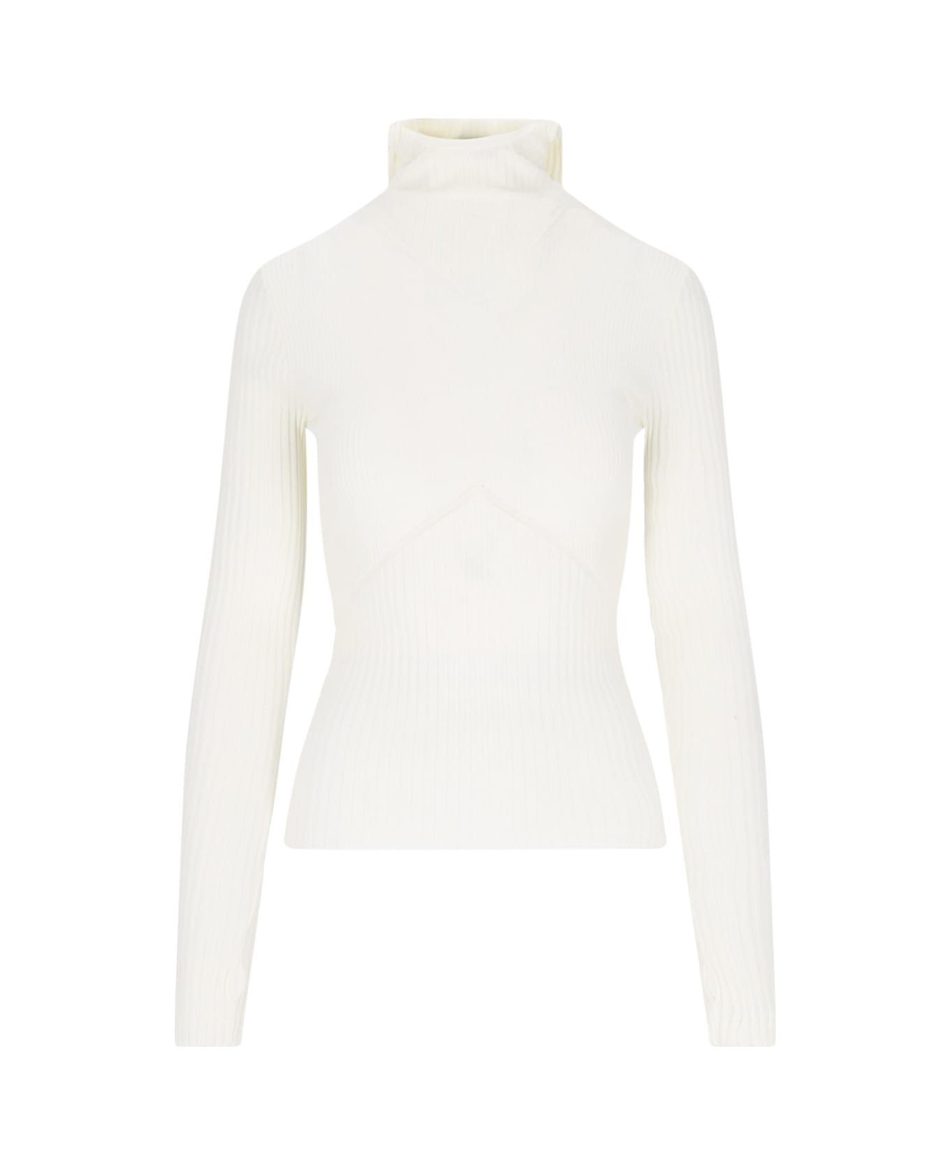 ANDREĀDAMO Ribbed Knit Hoodie Sweater - Ivory