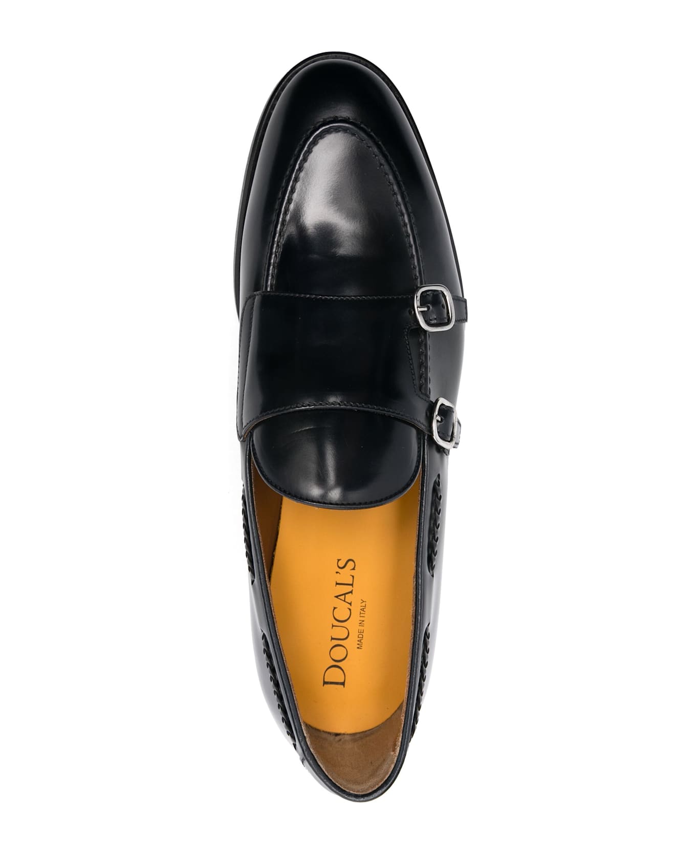 Doucal
s Moccasin With Double Leather Buckle - Black