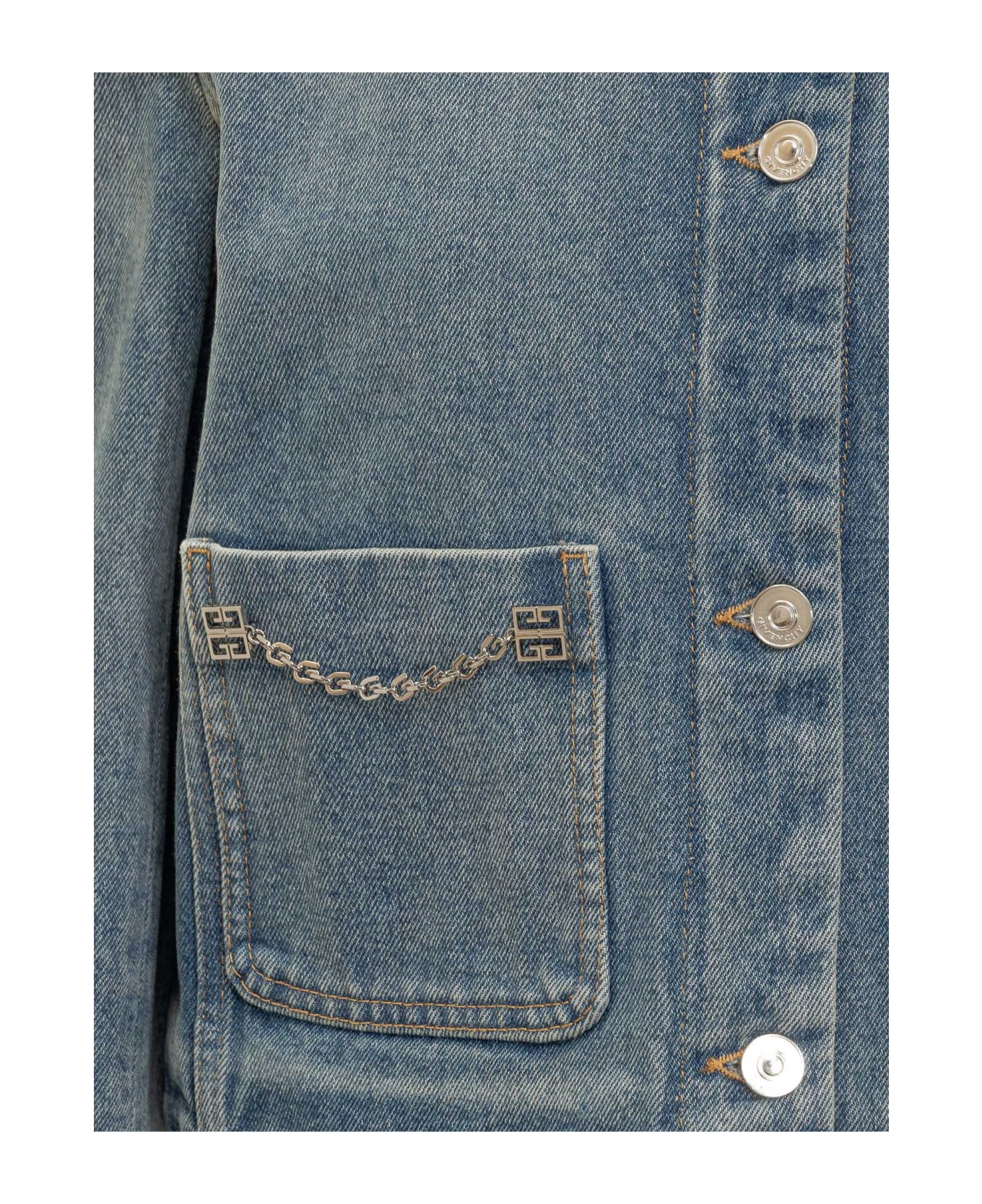 Givenchy Silk 4g Chain Denim Jacket - Blue