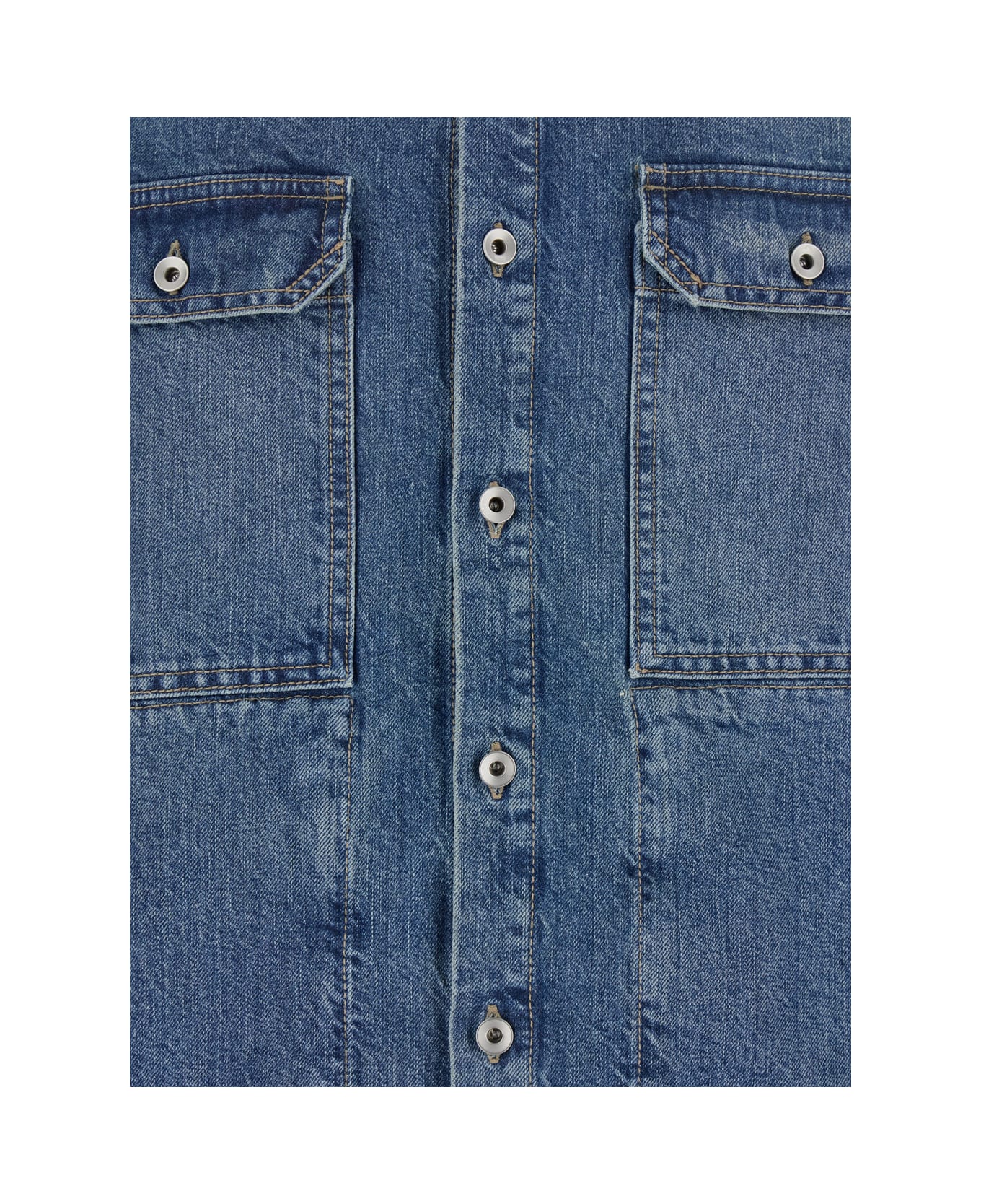 DRKSHDW Blue Shirt With Classic Collar And Applied Chest Pockets In Denim Man - Blu