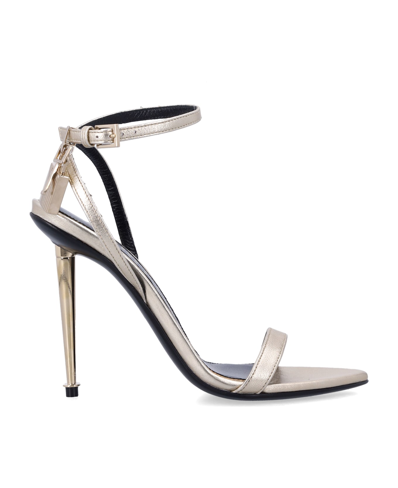 Tom Ford Laminated Nappa Padlock Pointy Naked Sandal - PALE GOLD サンダル