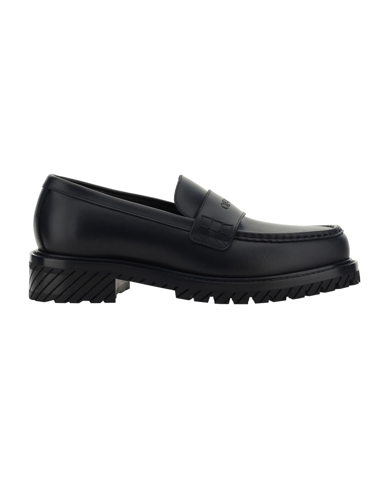 Off-White Military Leather Loafers - Black Black ローファー＆デッキシューズ