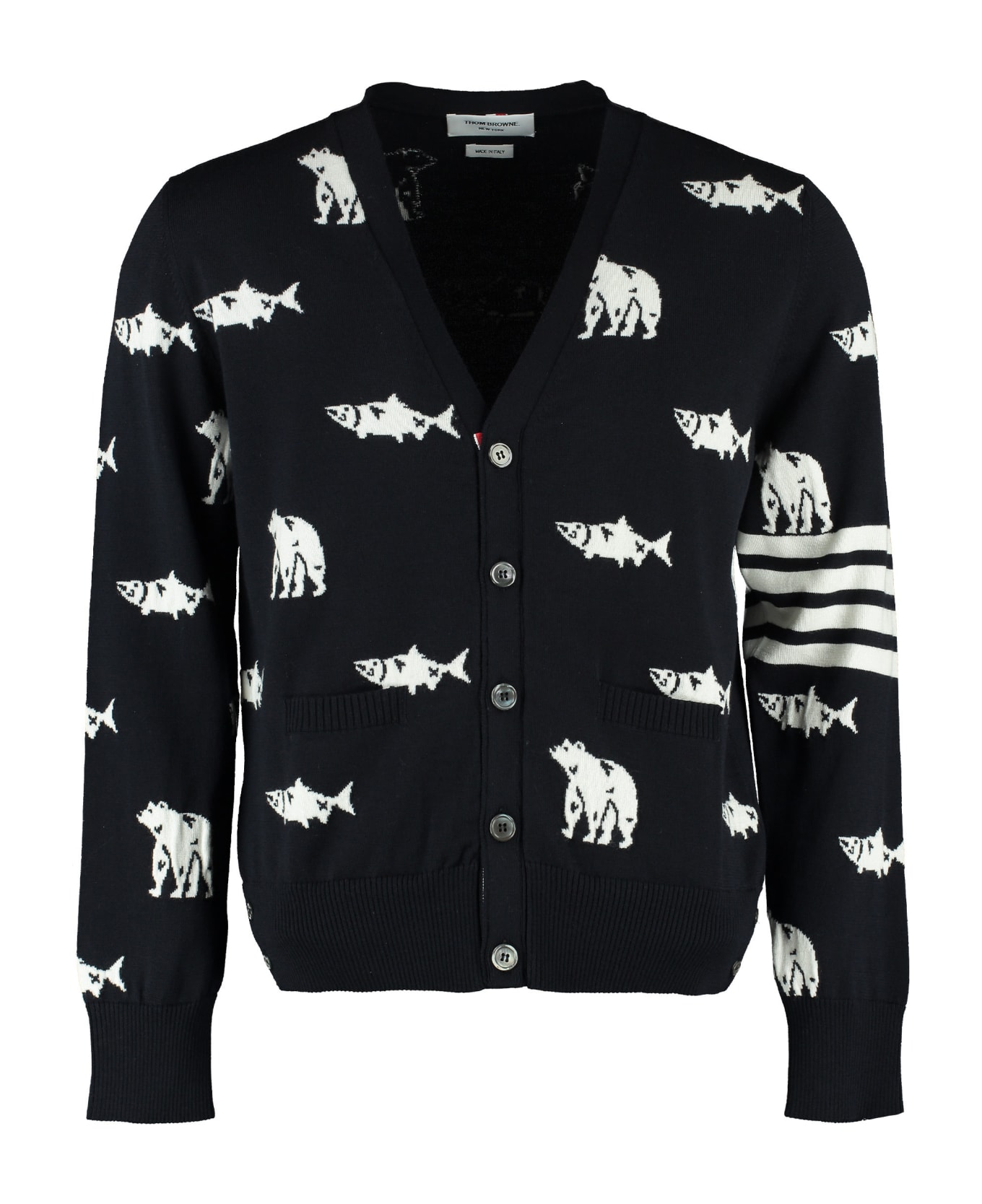 Thom Browne Merino Wool Cardigan - blue