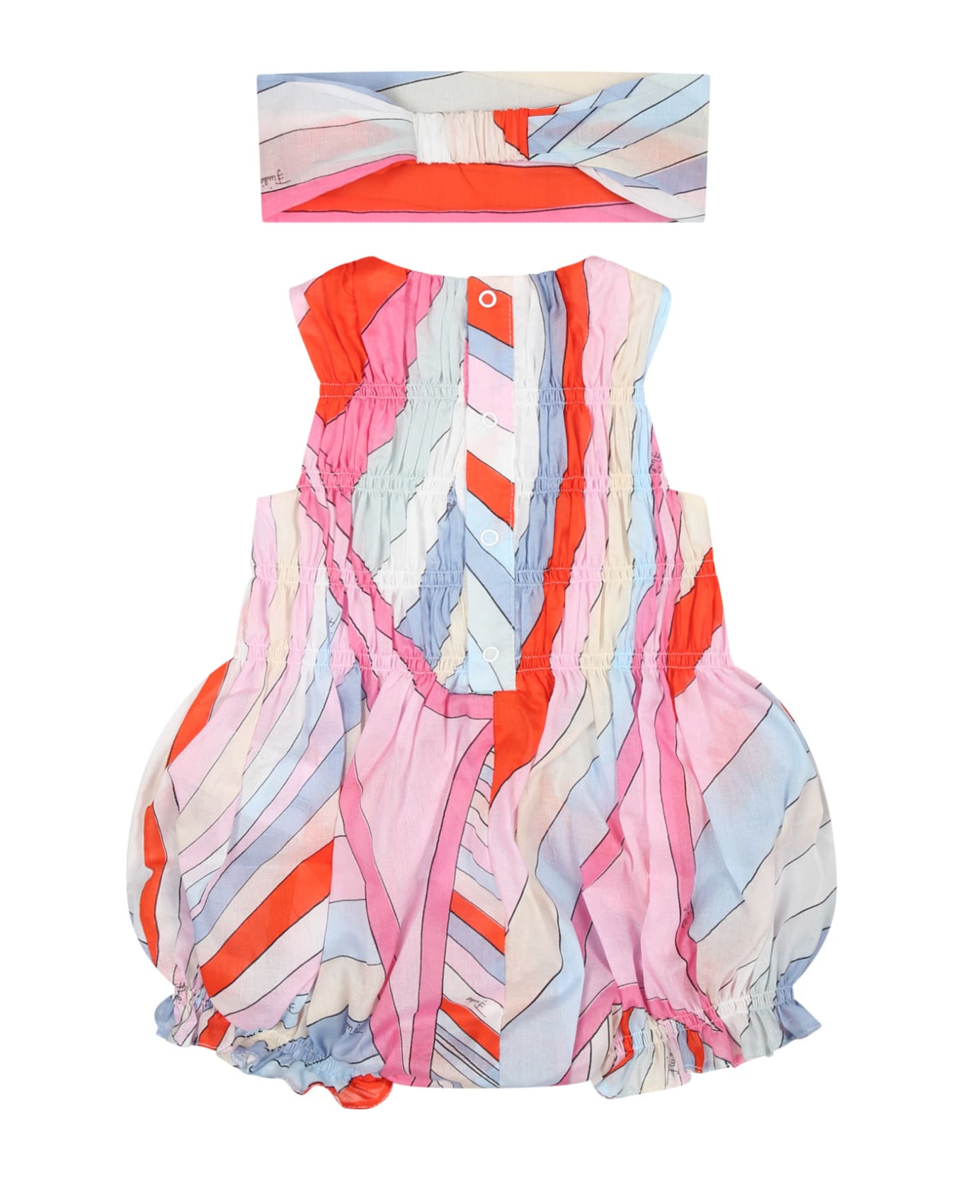 Pucci Multicolor Romper For Baby Girl With Iconic Multicolor Print - Multicolor