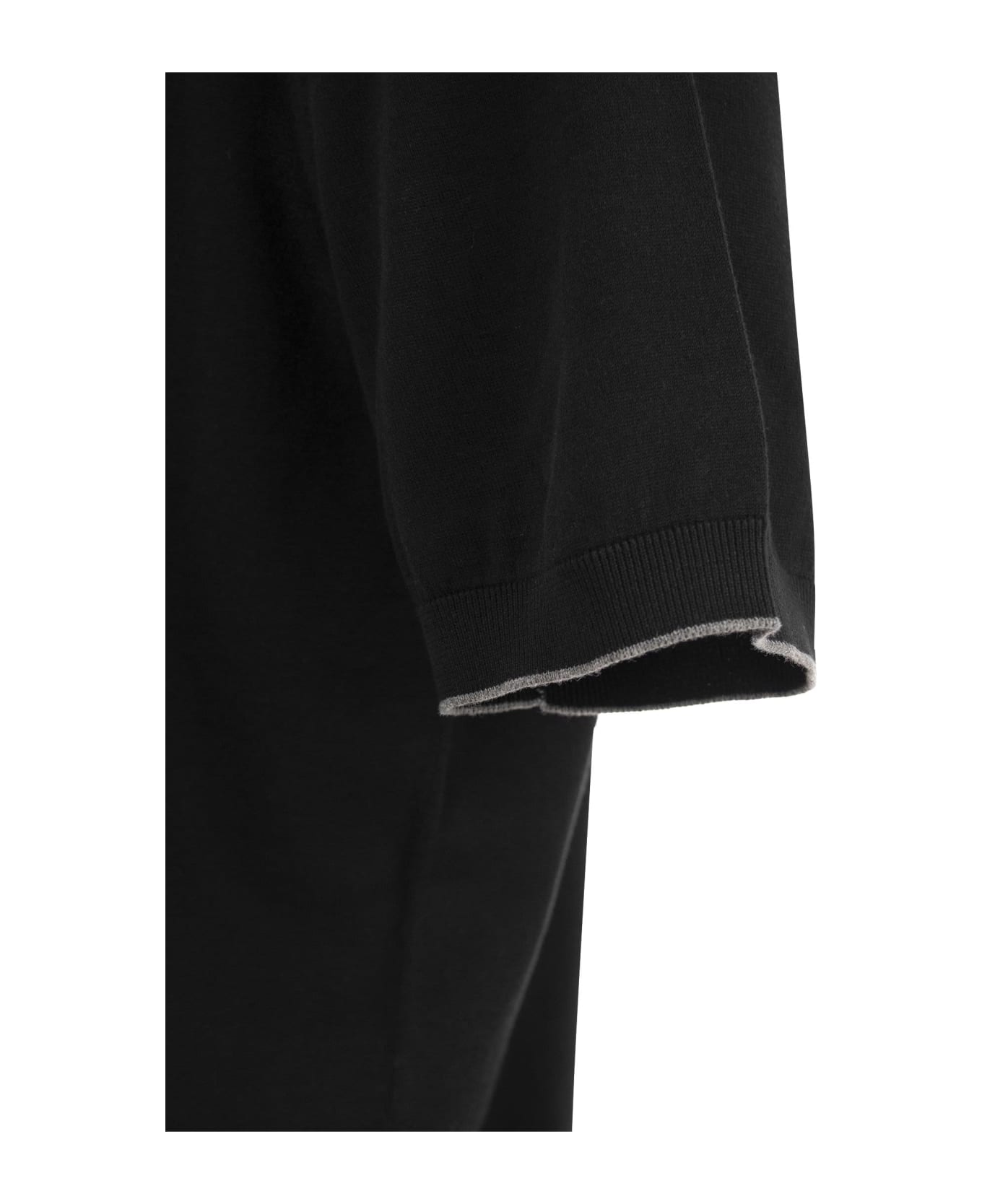 Brunello Cucinelli Cotton Polo Style Sweater - Black