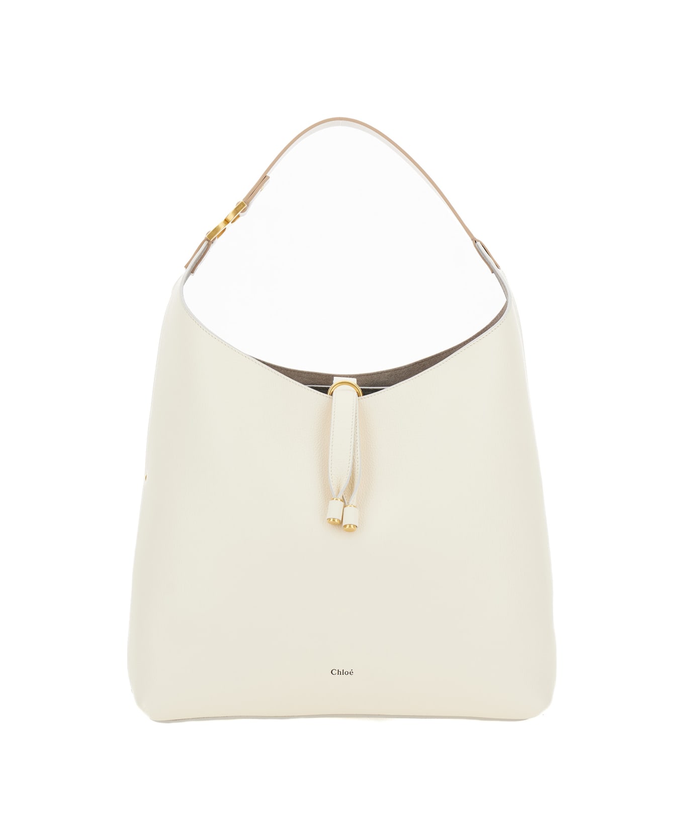 Chloé 'marcie' White Hobo Bag With Tassels In Grained Leather Woman - White