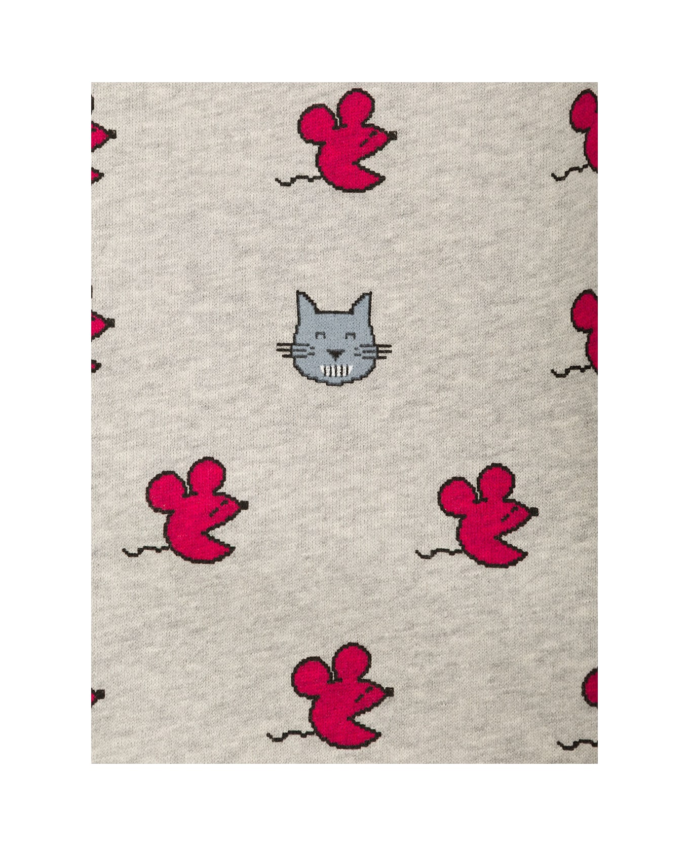 Emile Et Ida Grey Crewneck Sweatshirt With Mouse And Cat Print In Bio Cotton Girl - Multicolor ニットウェア＆スウェットシャツ