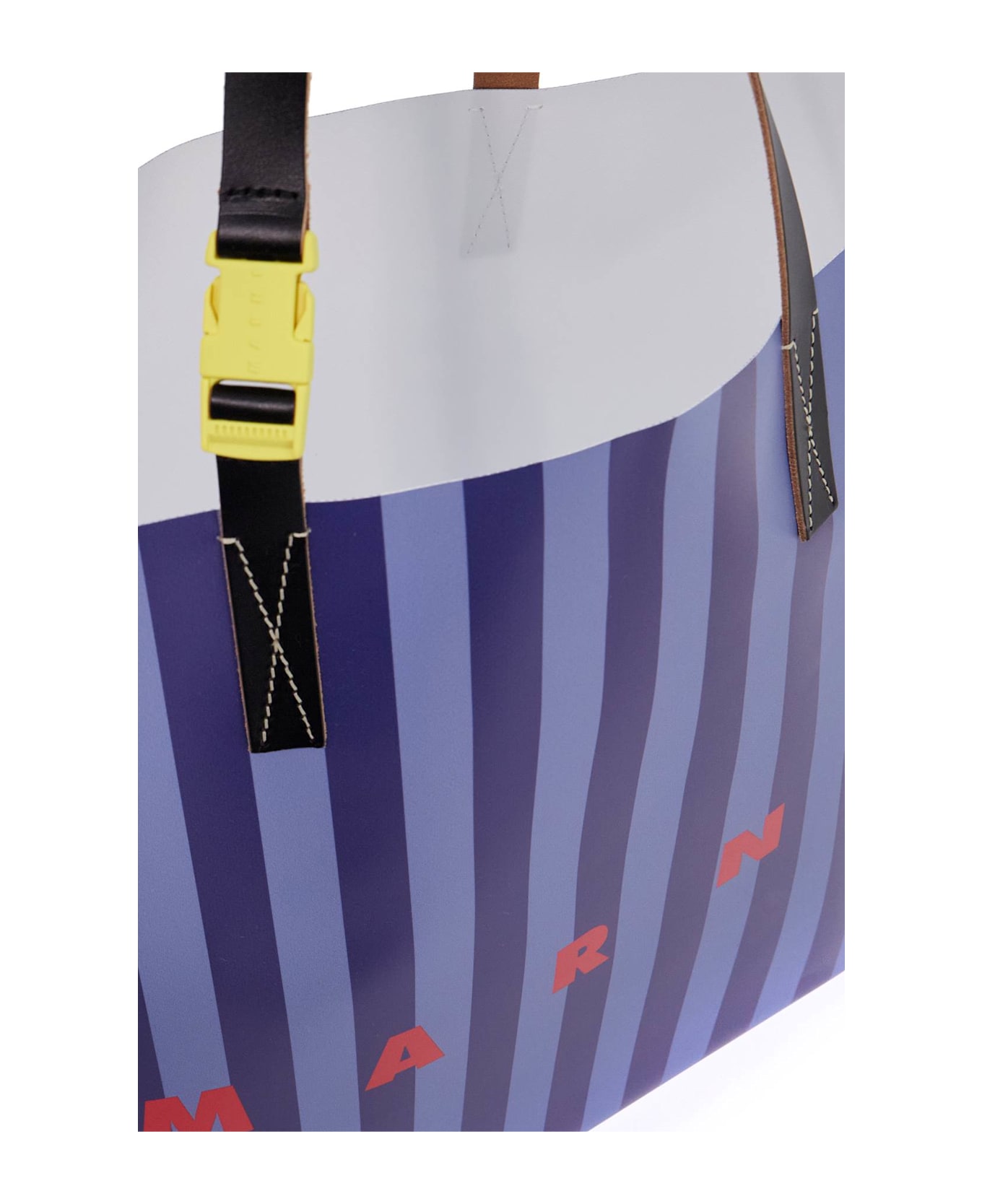 Marni Striped Tribeca Tote Bag - Opal/estateblue