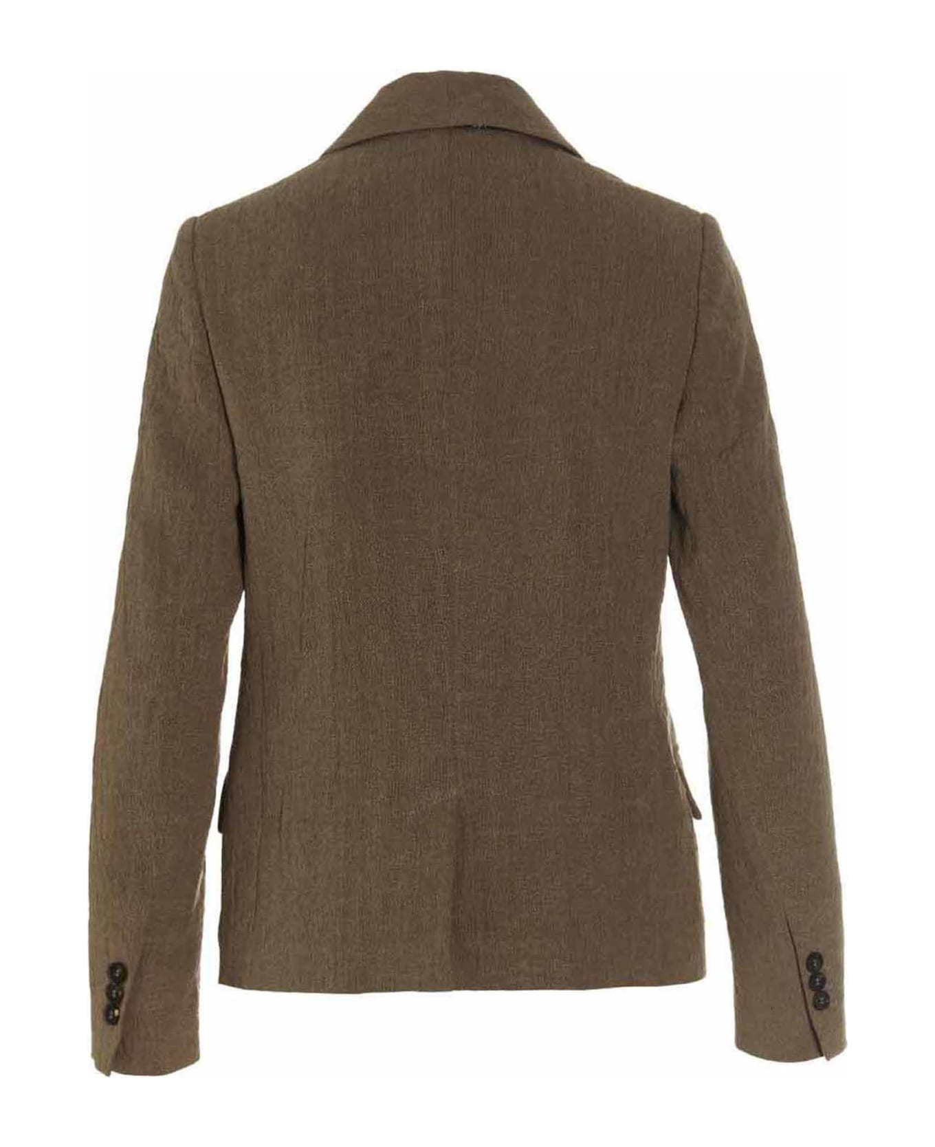 Brunello Cucinelli Linen Single Breast Blazer Jacket - Brown