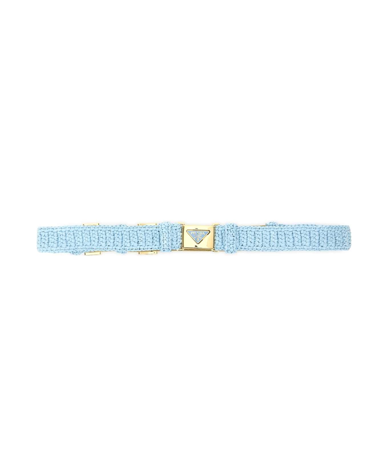 Prada Light Blue Raffia Belt - CIELO