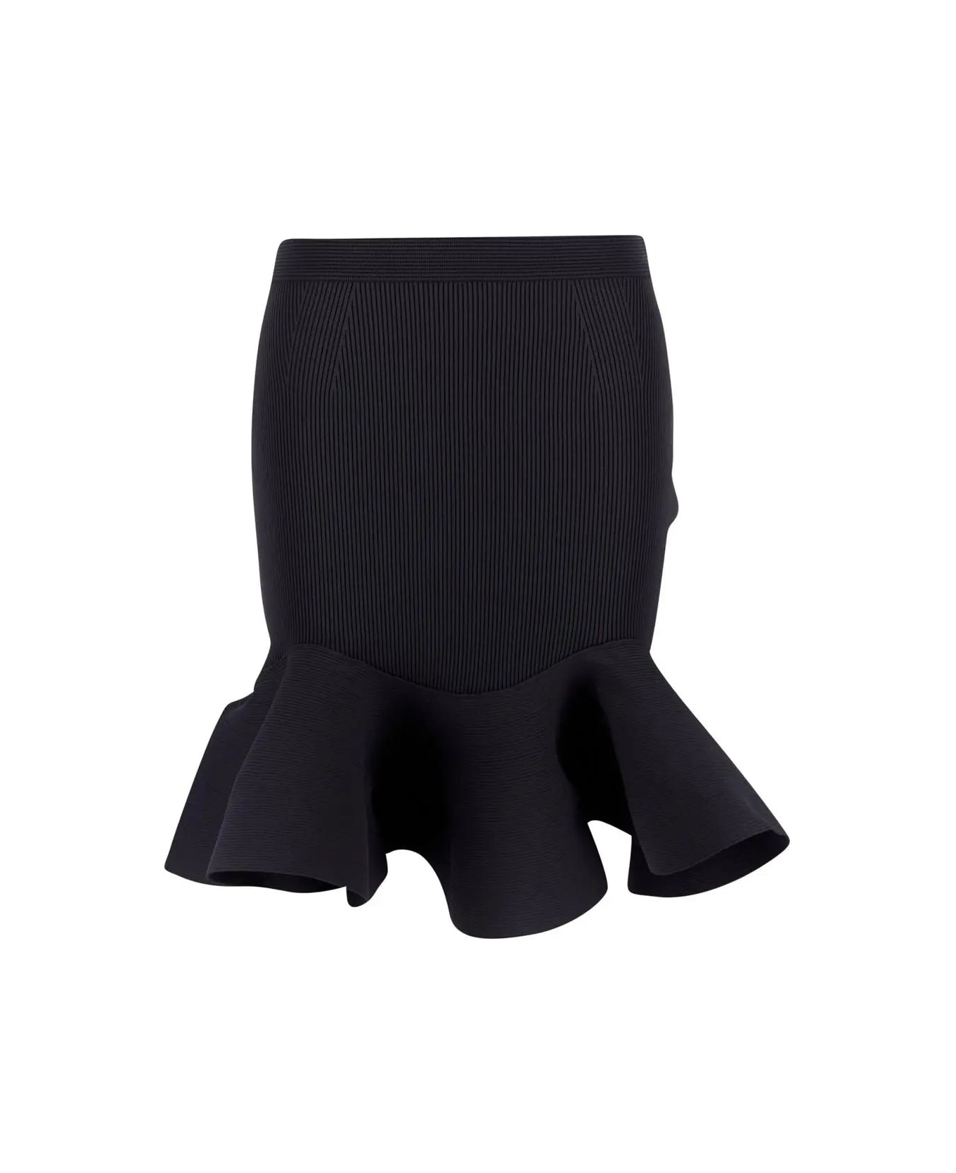 Alexander McQueen Black Short Skirt With Peplum Hem - Nero スカート