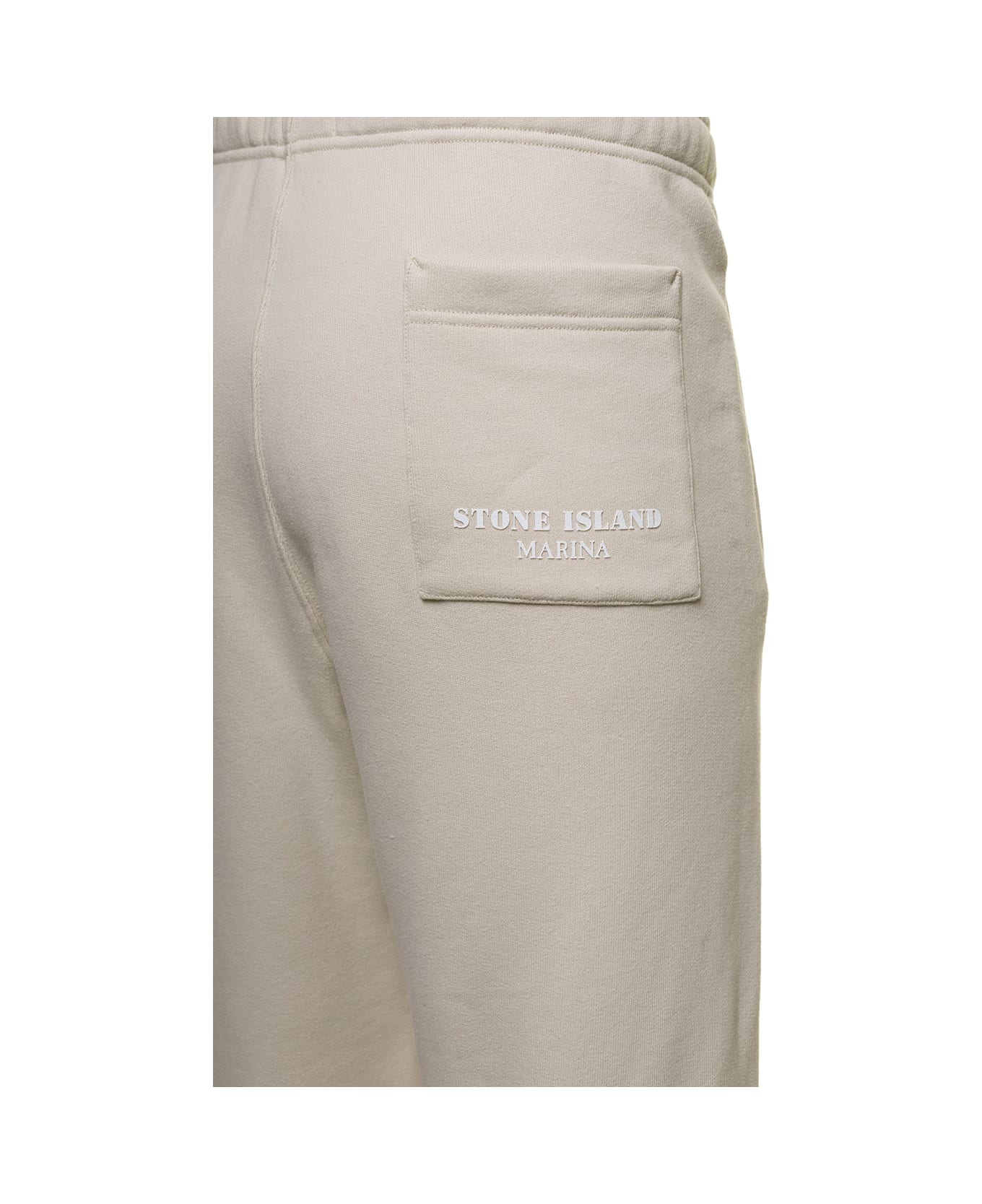 Stone Island White Jogger Pants With Contrasting Logo Embroidery In Cotton Woman - White