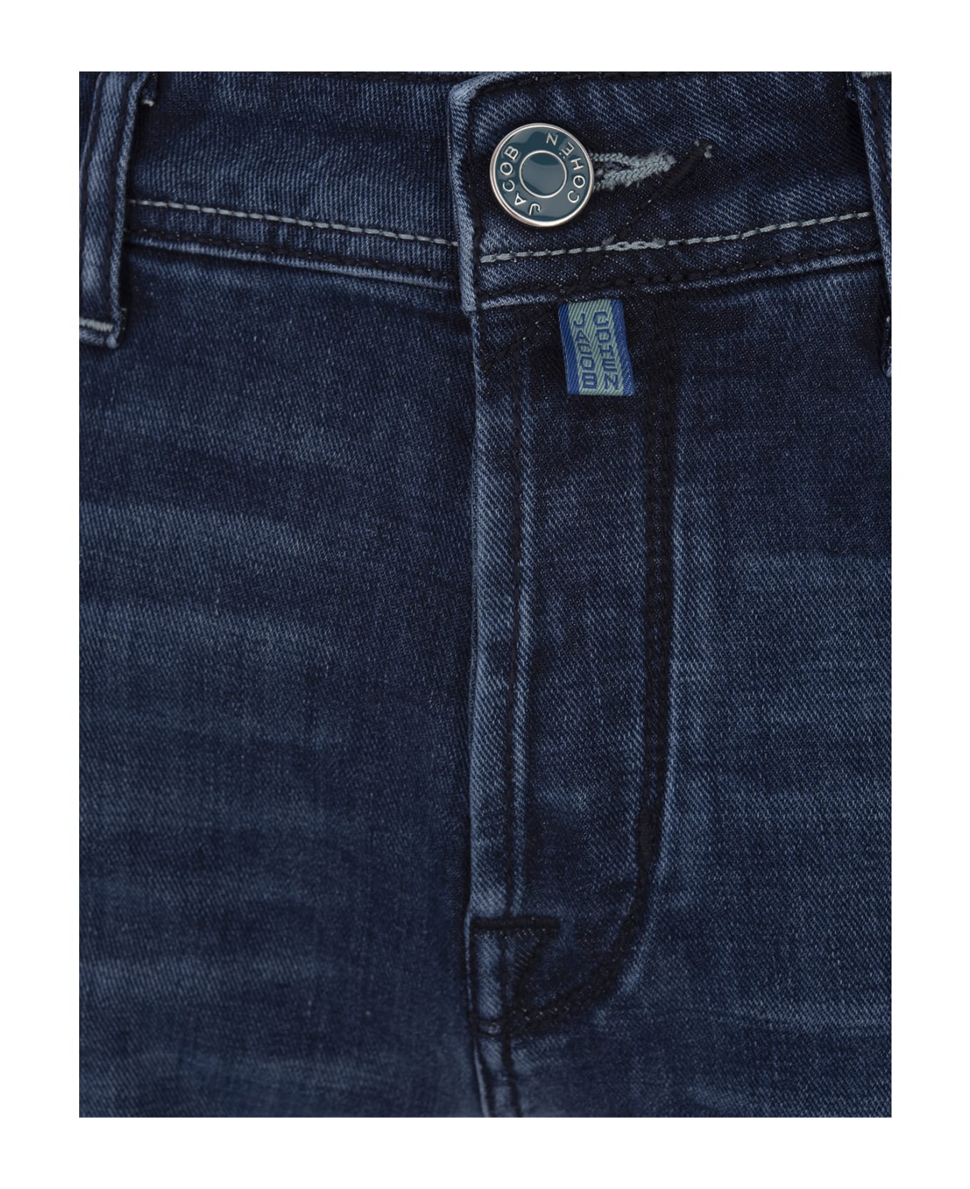 Jacob Cohen Scott Cropped Jeans In Dark Blue Stretch Denim - Blue デニム