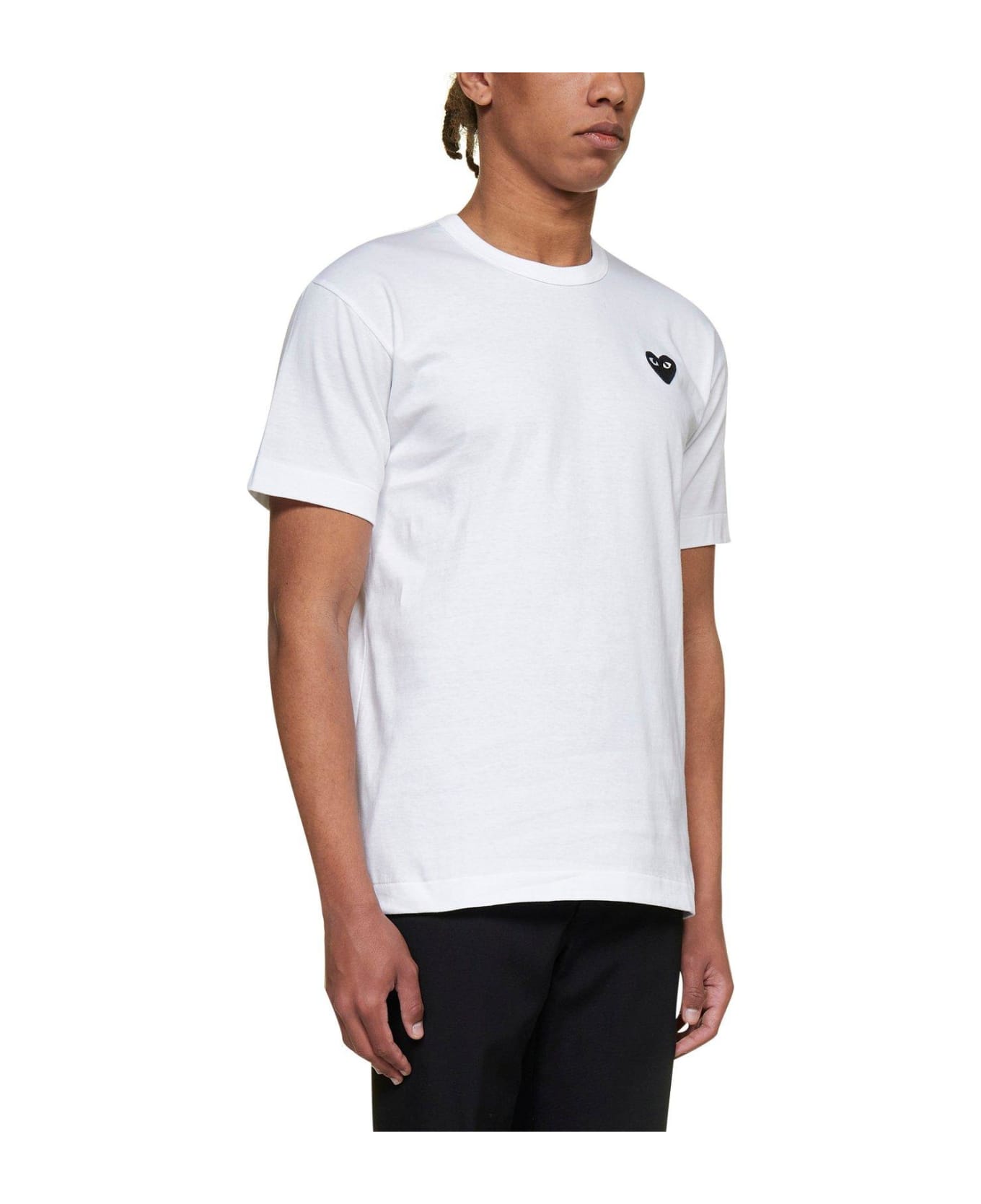 Comme des Garçons Play Heart Logo Embroidered T-shirt - WHITE