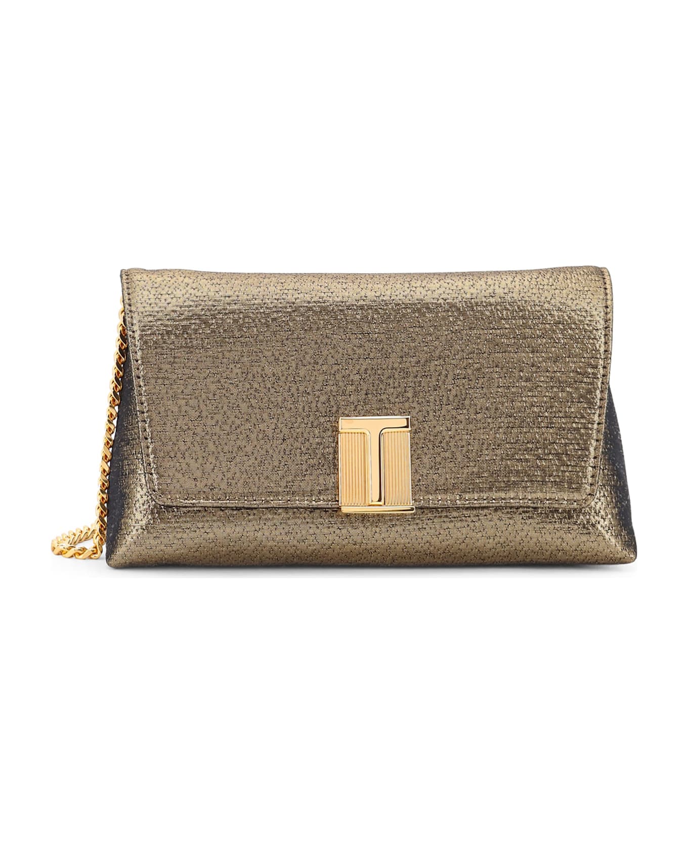 Tom Ford Laminated Pochette With Chain Shoulder Strap - DARK GOLD