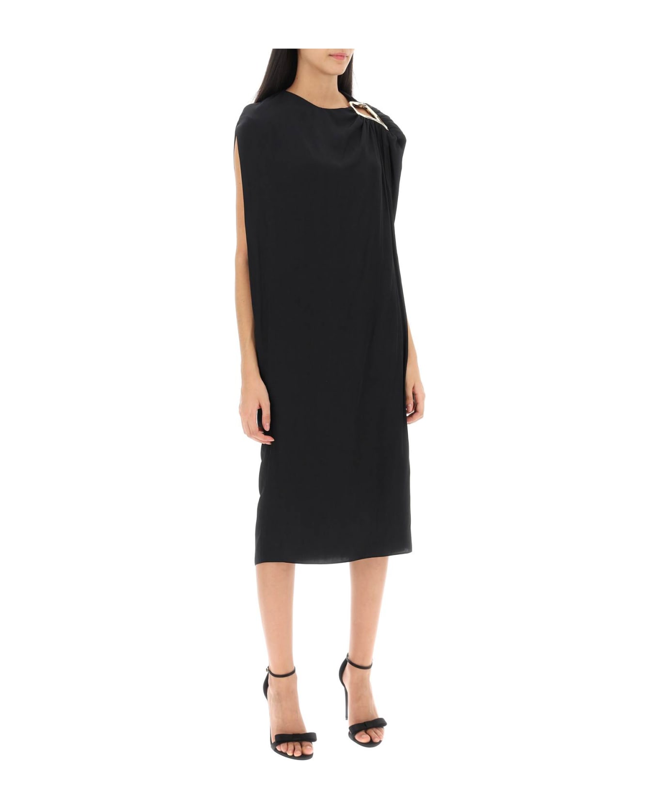 Lanvin Draped Midi Dress - BLACK (Black) ワンピース＆ドレス