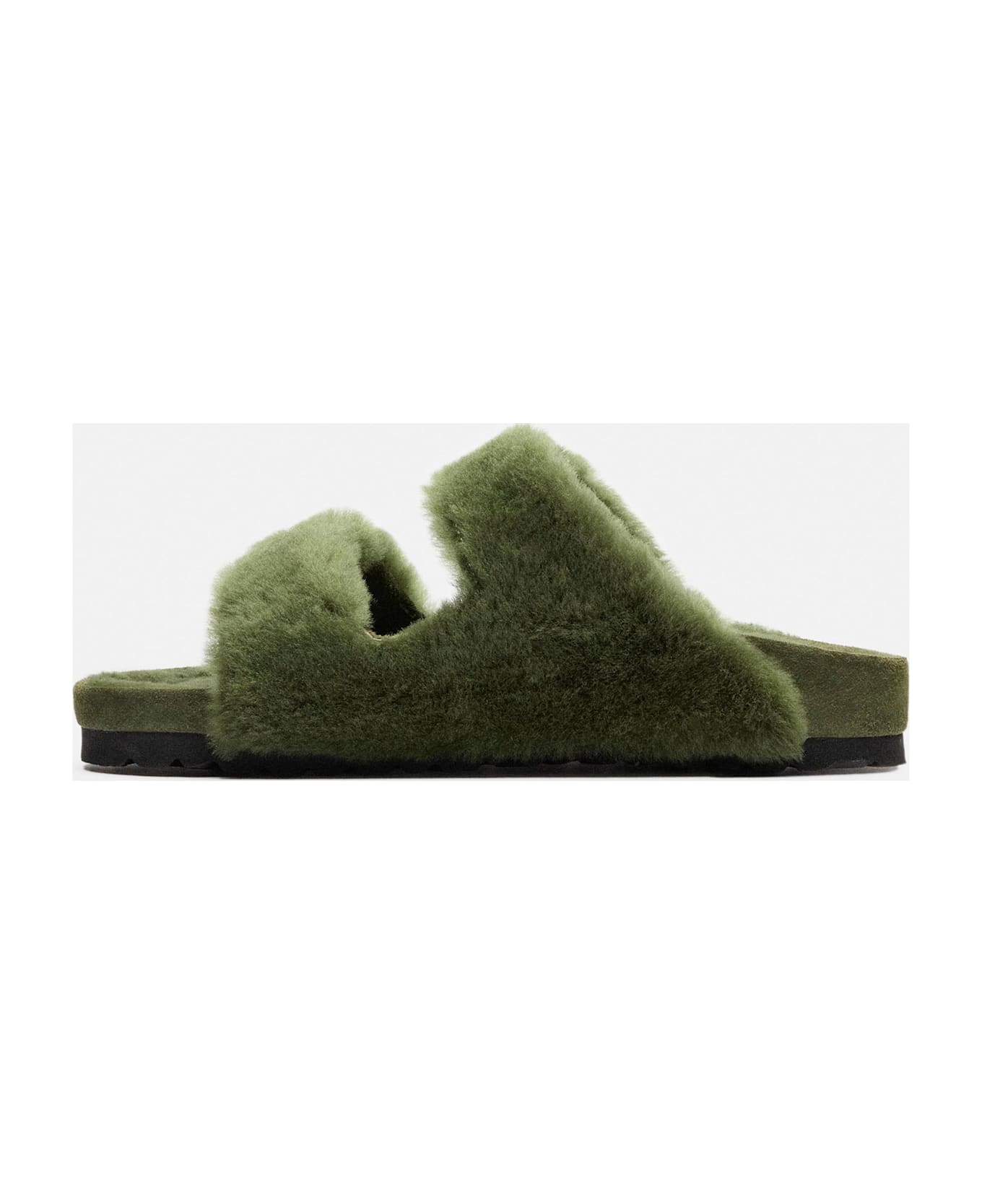 Birkenstock Women
s Arizona Shearling Big Buckle Green Sandals - Birkenstock 1774 - Green