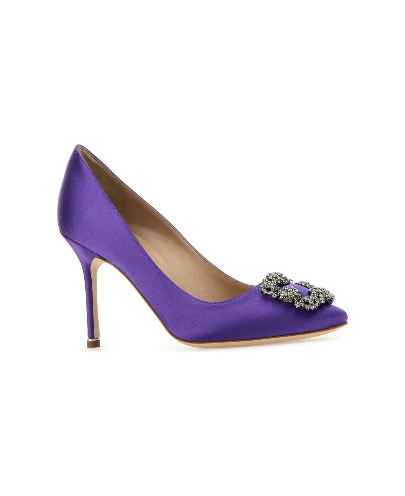 Manolo Blahnik Purple Satin Hangisi Pumps - BPUR