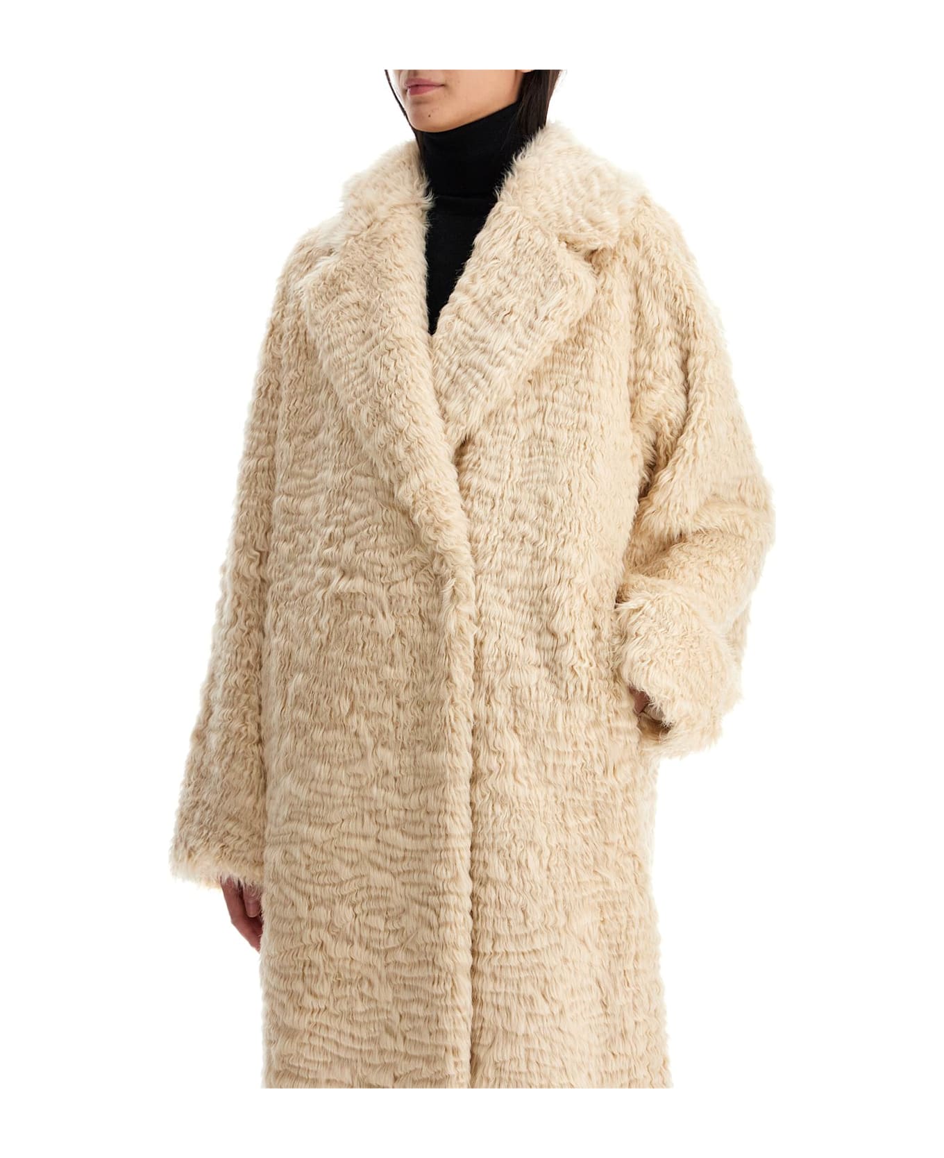 STAND STUDIO Nicole Faux Fur Coat - CREAM (Beige)