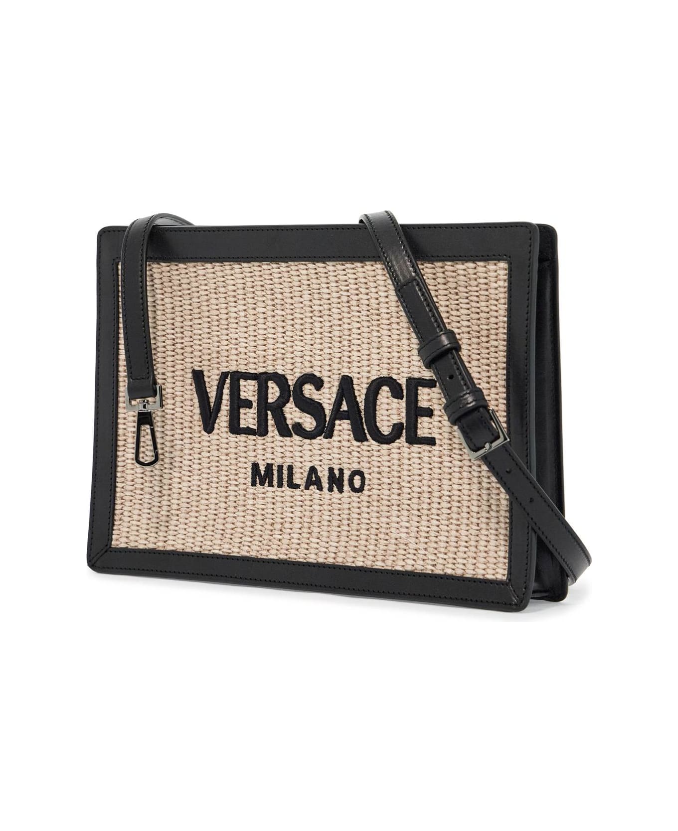 Versace Raffia Pouch For - NATURAL+BLACK-RUTHENIUM