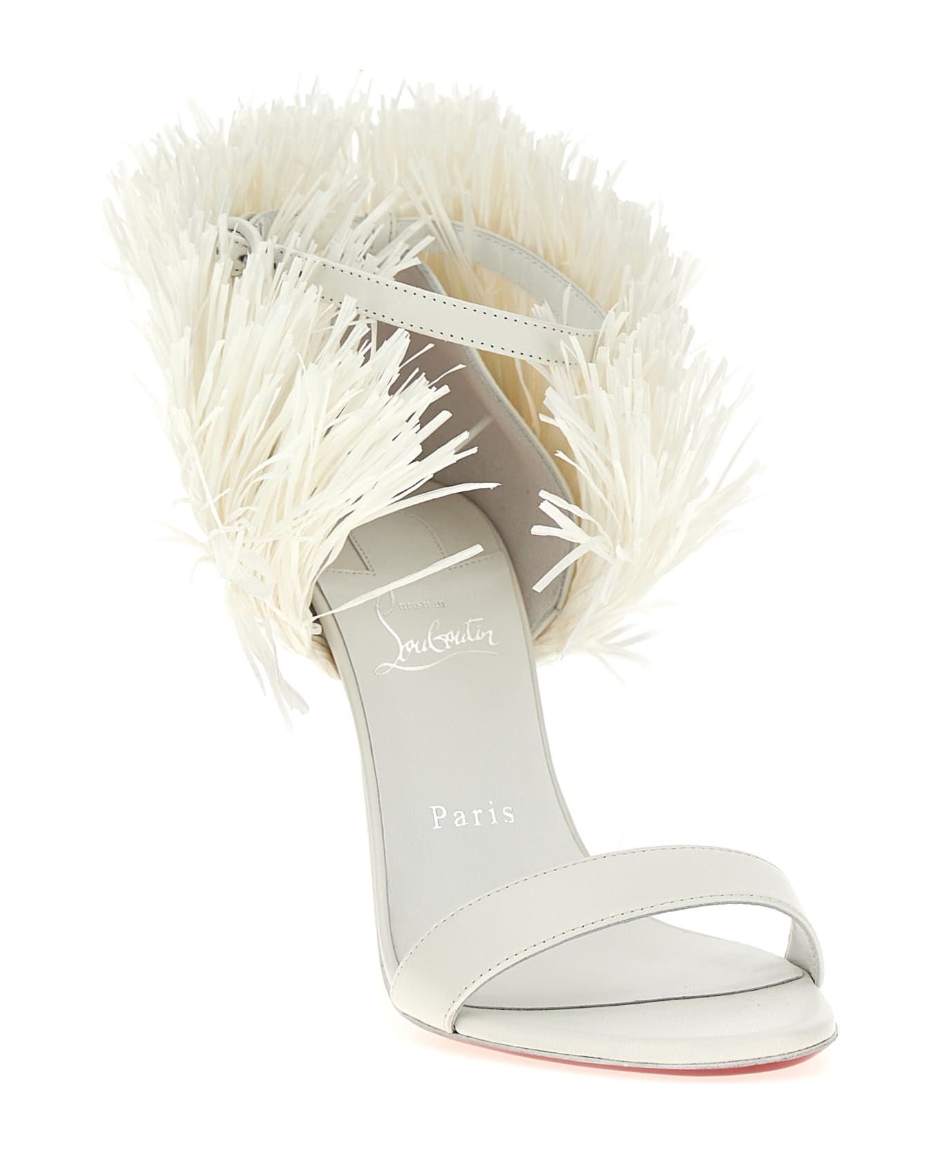 Christian Louboutin 'loubigirl Raffia' Sandals - White