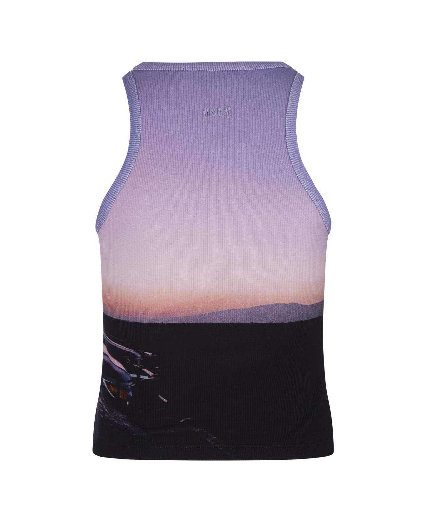 MSGM Ribbed Tank Top With Print - Purple