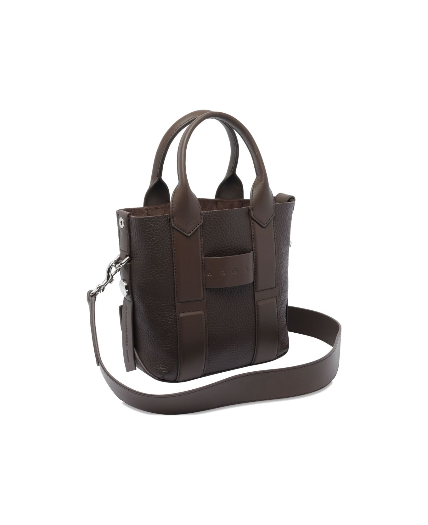 Hogan Script Small Leather Tote Bag - Brown