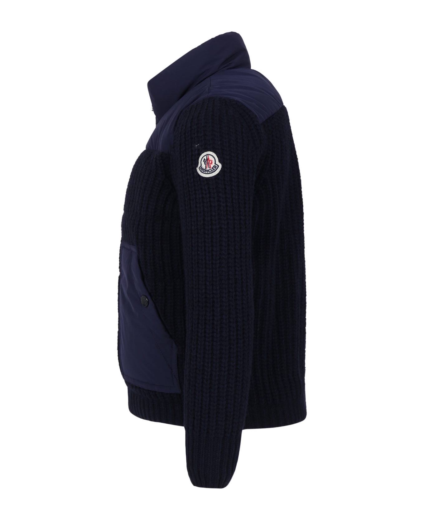 Moncler Blue Cardigan For Boy With Logo - Blue