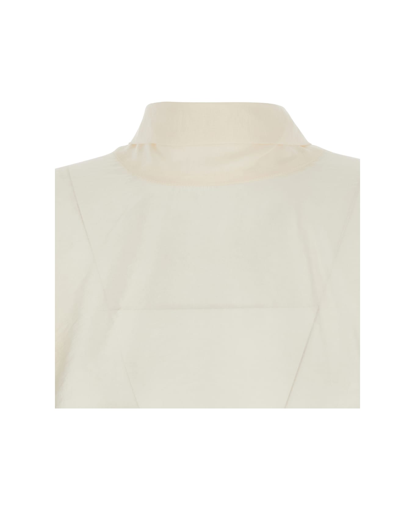 Merci White Shirt With Pussybow Collar And Buttoned Cuffs In Fabric Woman - White