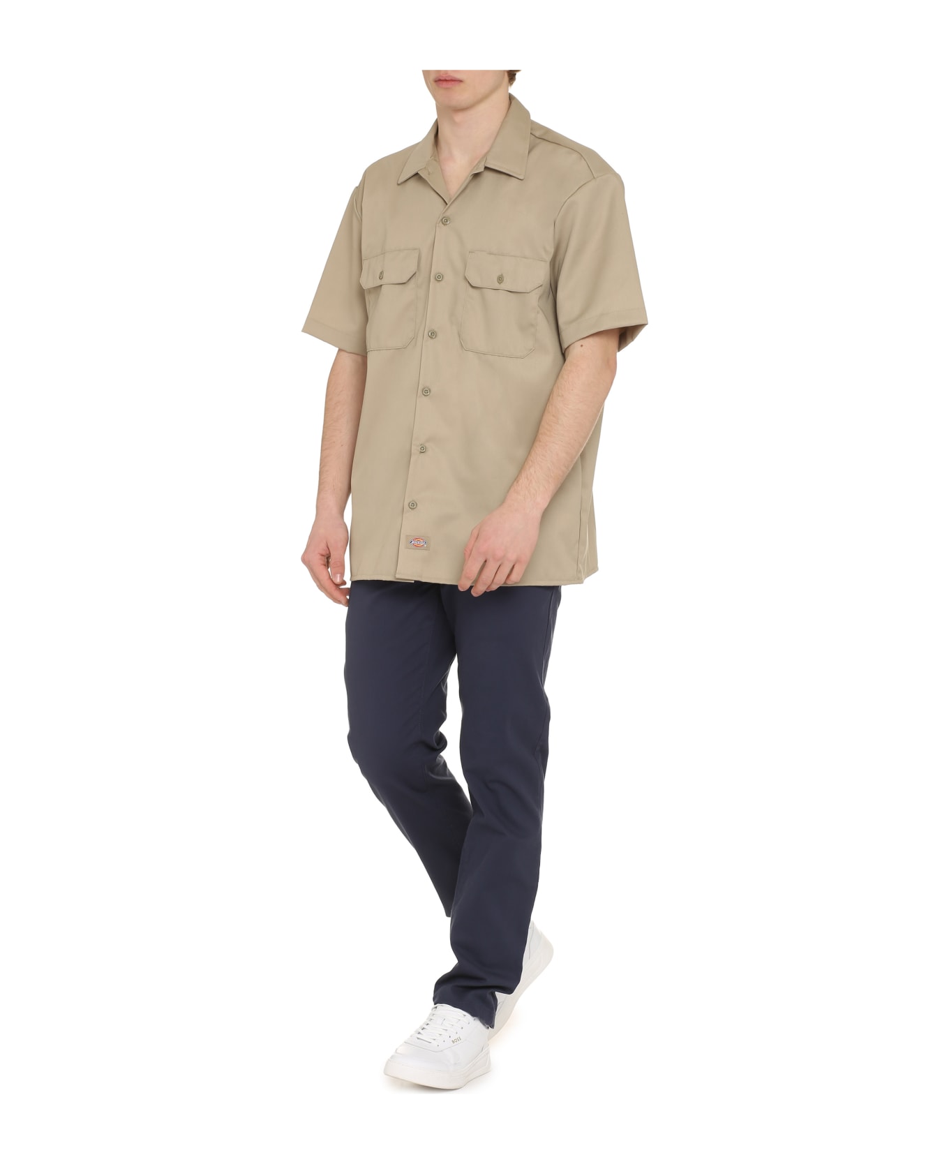 Dickies Short Sleeve Cotton Blend Shirt - Beige