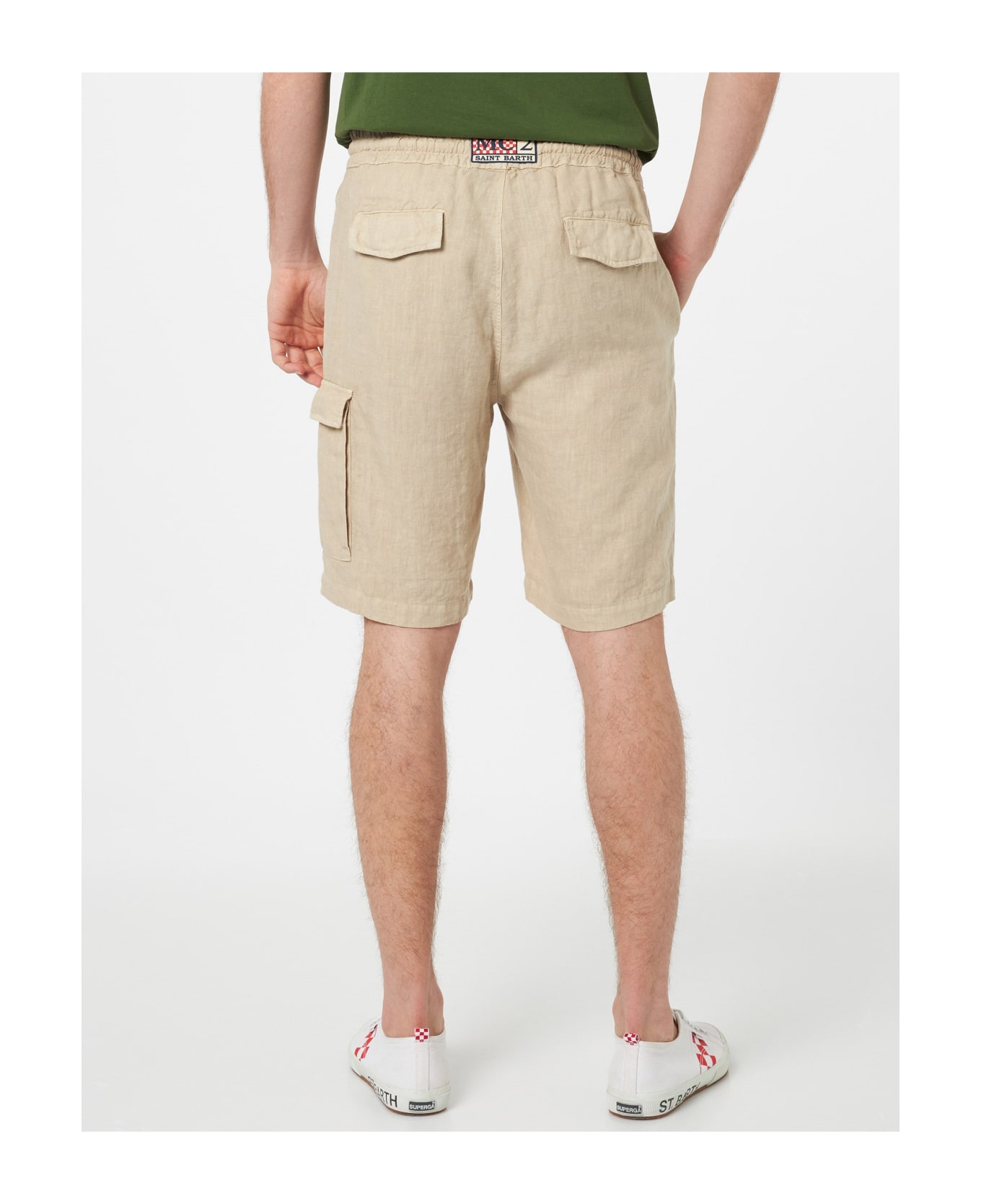 MC2 Saint Barth Man Beige Linen Bermuda Marseille - BEIGE