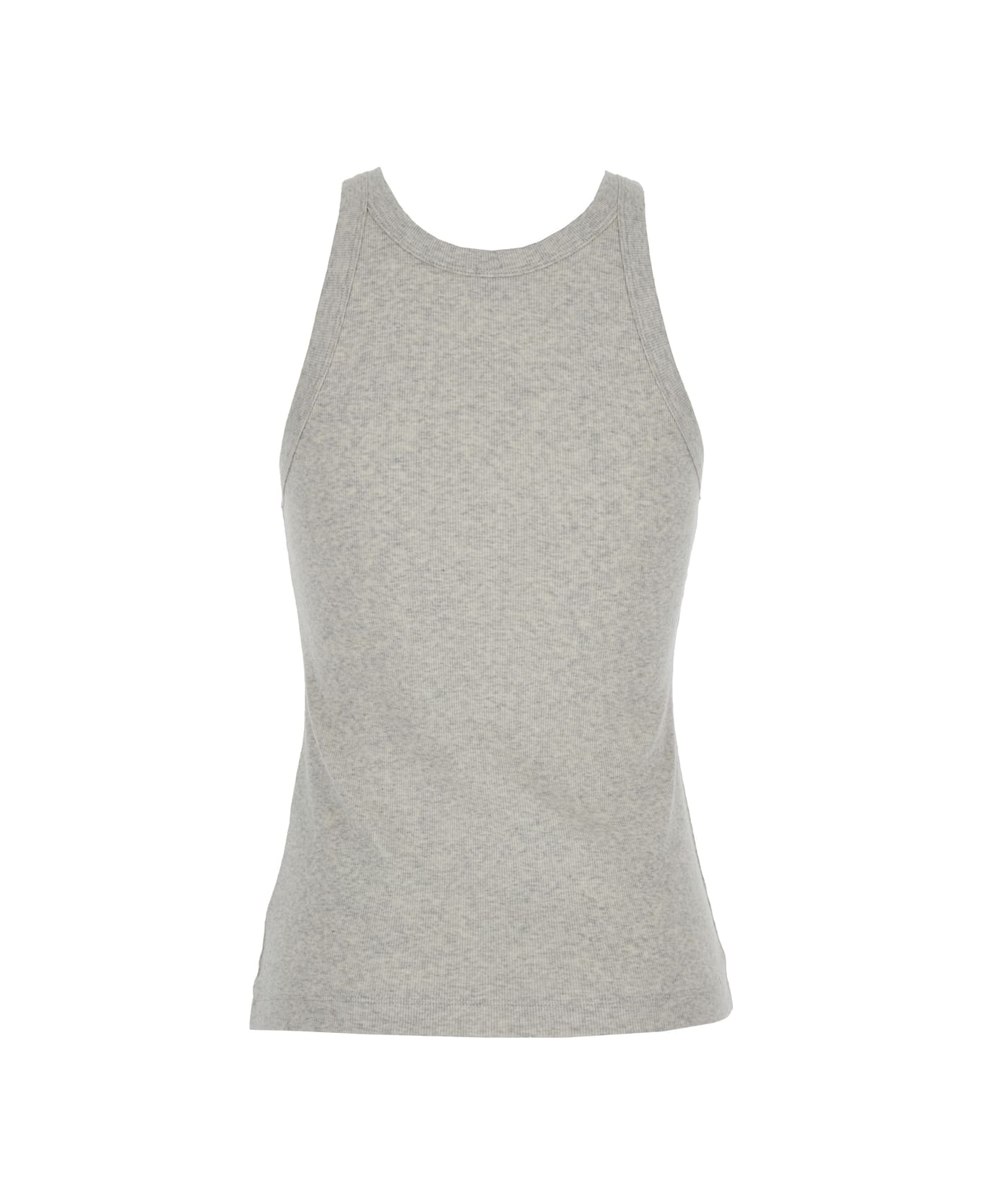 Totême Grey Tank Top With U Neckline In Ribbed Cotton Woman - Grey