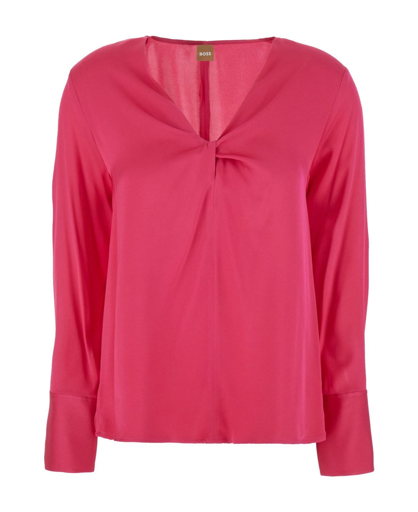Hugo Boss Fuchsia Stretch Silk Blouse - 674