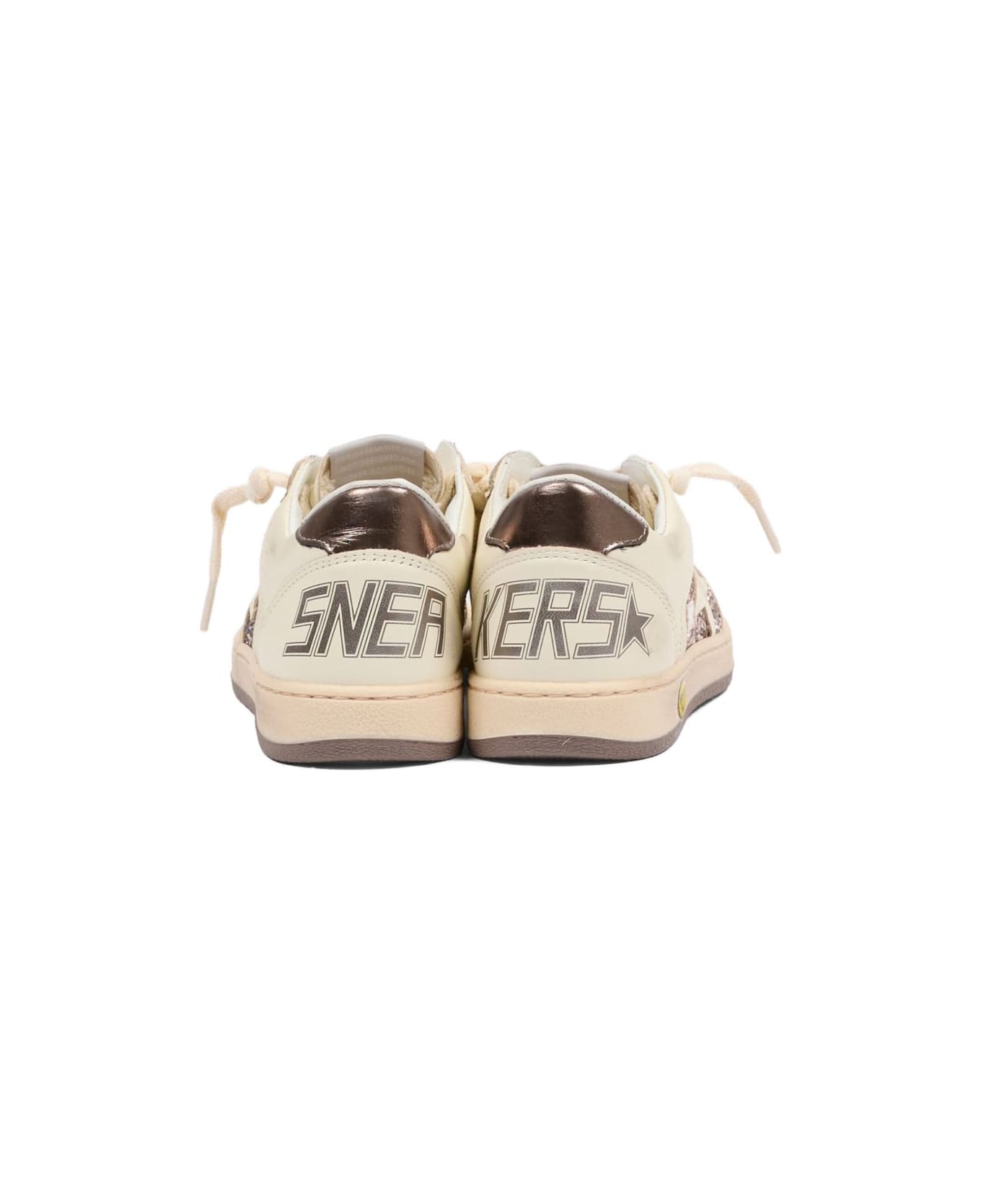 Golden Goose Kids Ball Star Sneakers With Glitter - White