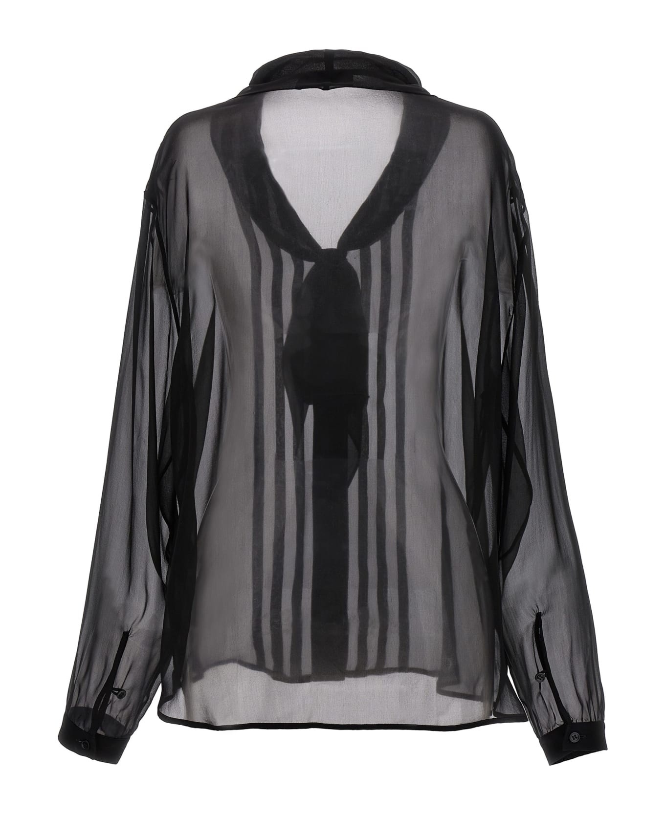 Saint Laurent Transparent Muslin Shirt - Black シャツ