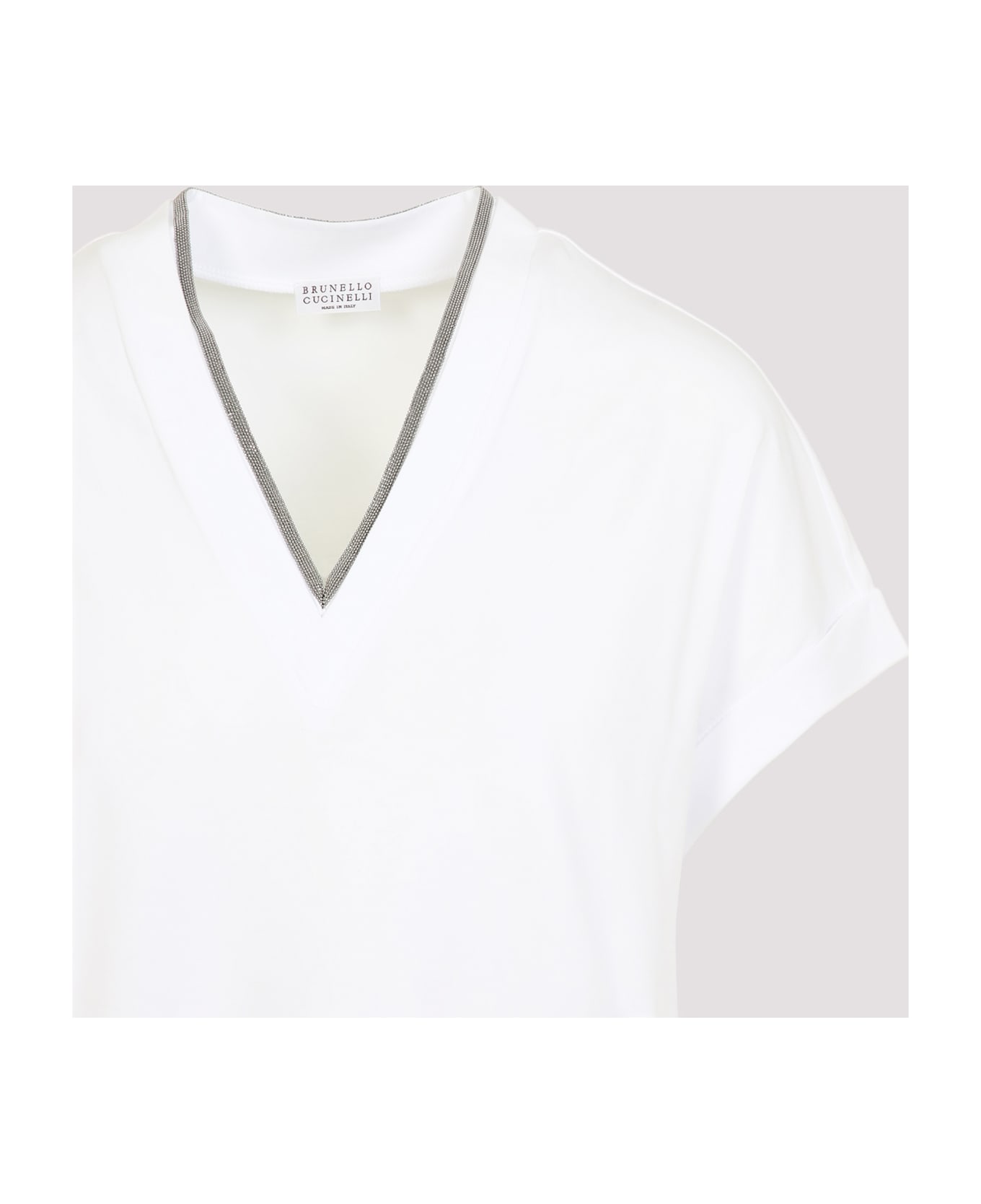 Brunello Cucinelli V-neck Monile T-shirt - Bianco