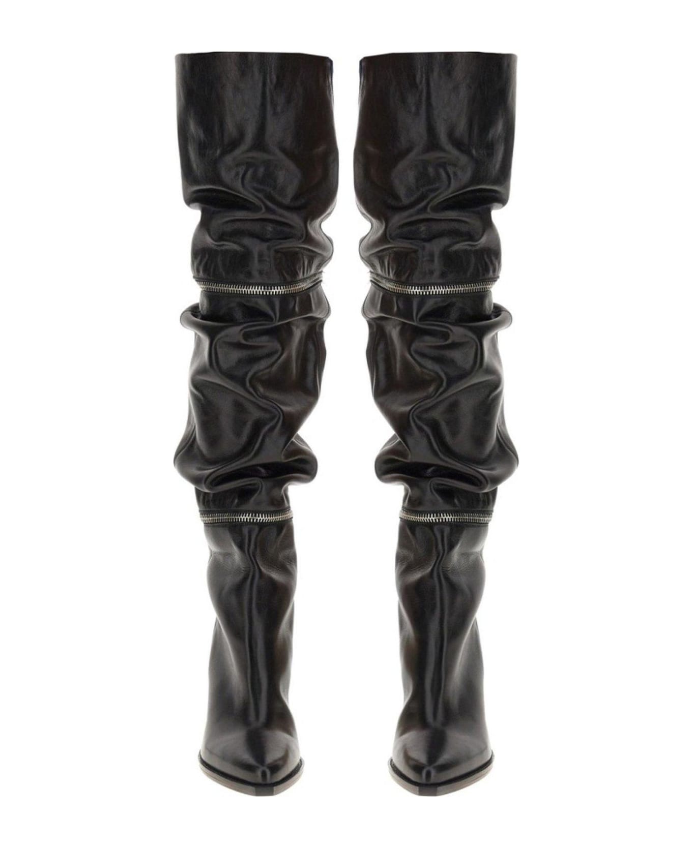 Isabel Marant Lelodie Thigh-high Pointed-toe Boots - BLACK