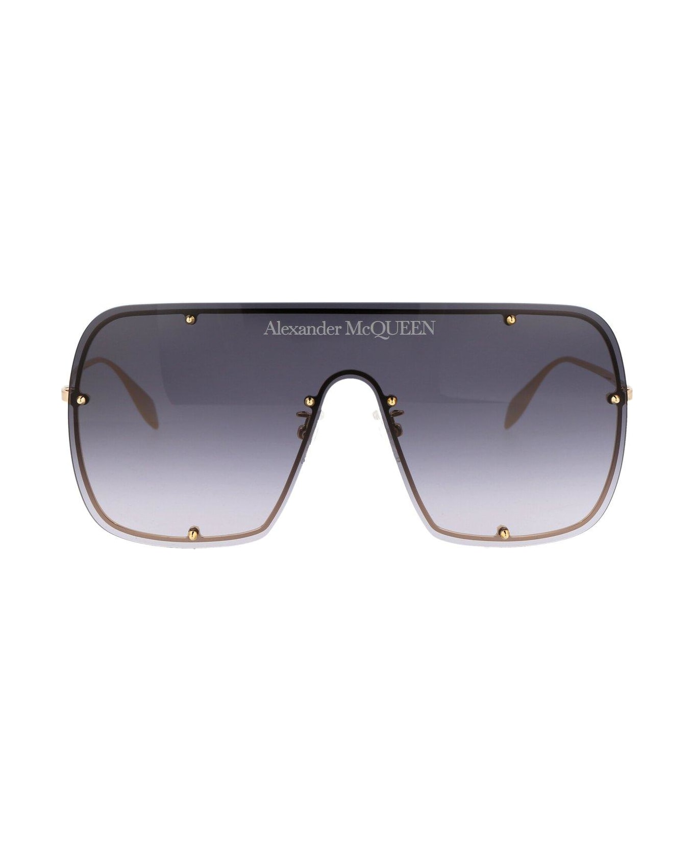 Alexander McQueen Eyewear Shield Frame Sunglasses - 003 gold gold grey