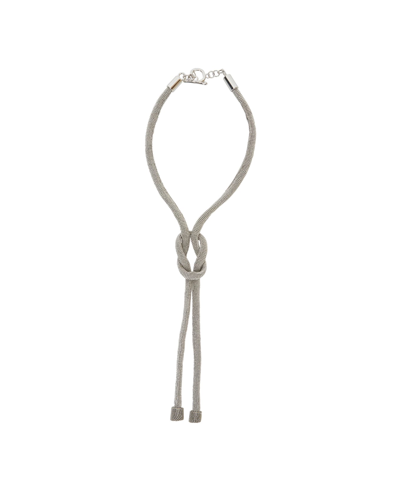 Fabiana Filippi Silver Colored Necklace With Knot And Draping Detail In Brass Woman - Metallic