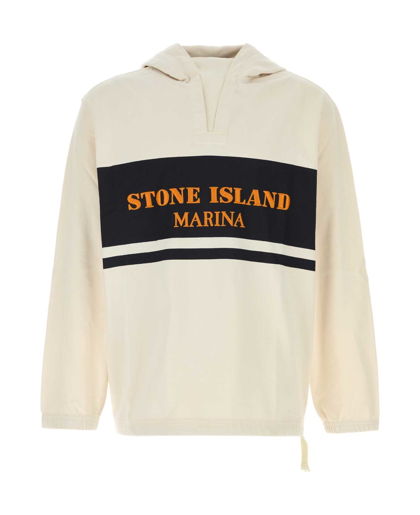 Stone Island White Cotton Sweatshirt - BLACK