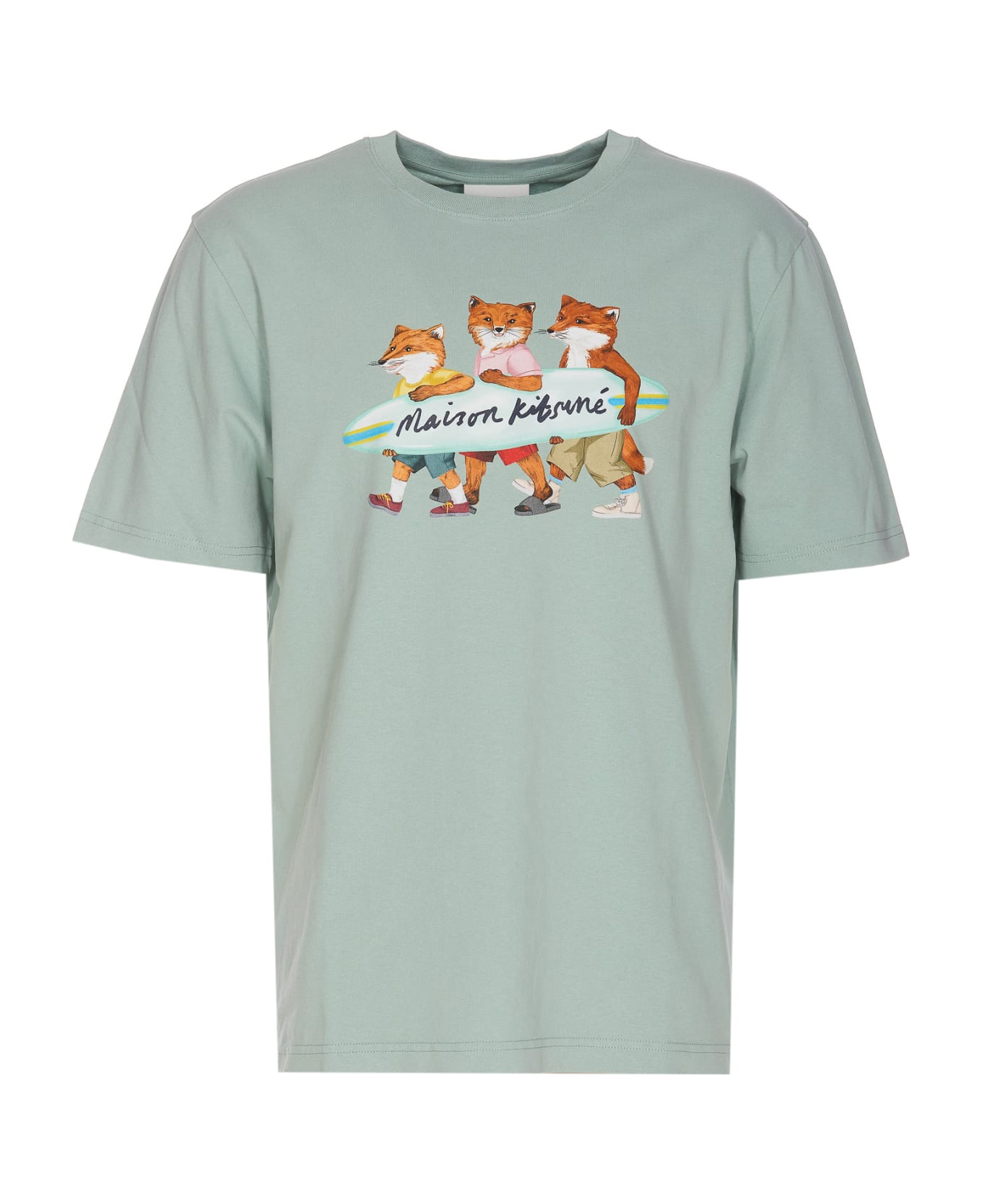 Maison Kitsuné Surfing Foxes T-shirt - Green シャツ