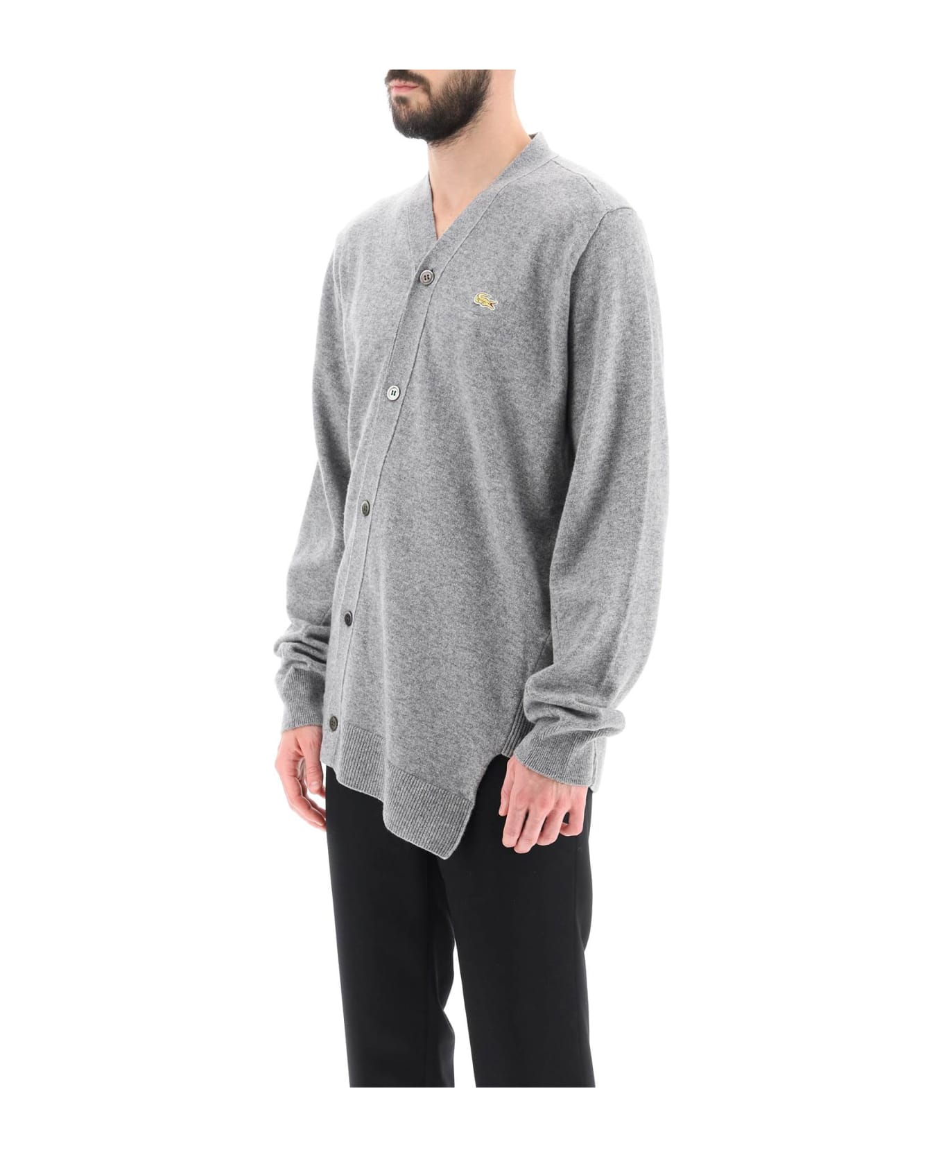 Comme des Garçons Shirt Lacoste Asymmetric Wool Cardigan - GREY (Grey) カーディガン