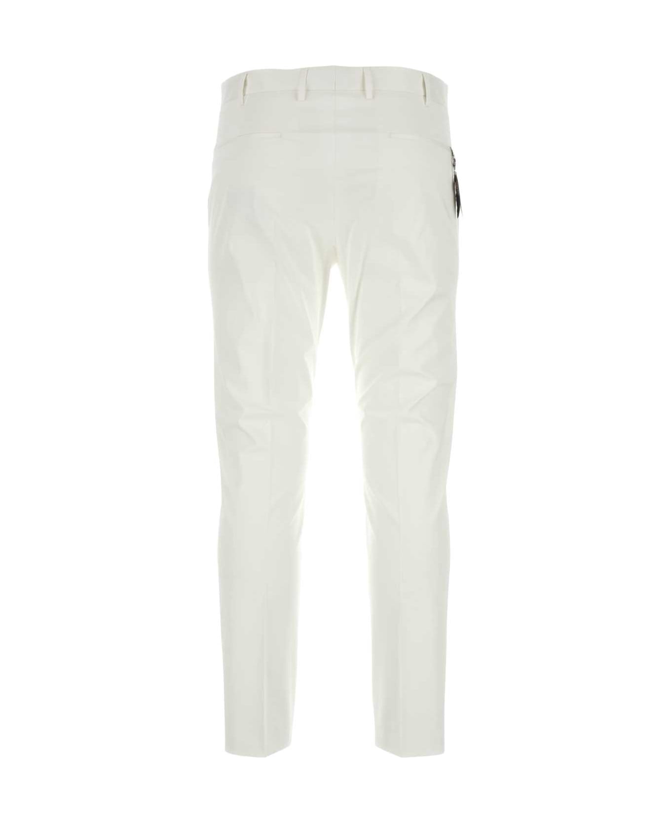 PT01 White Stretch Cotton Pant - BIANCO