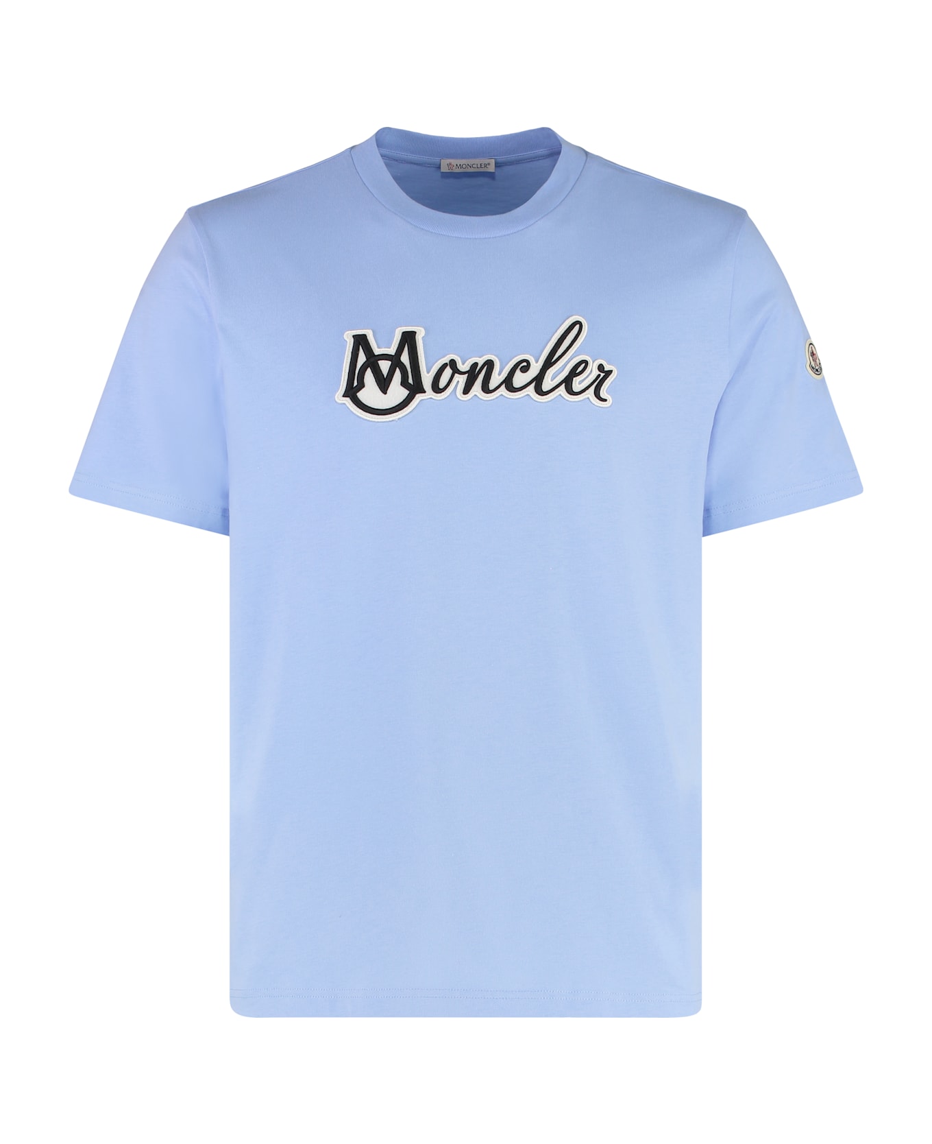 Moncler Logo Cotton T-shirt - Light Blue