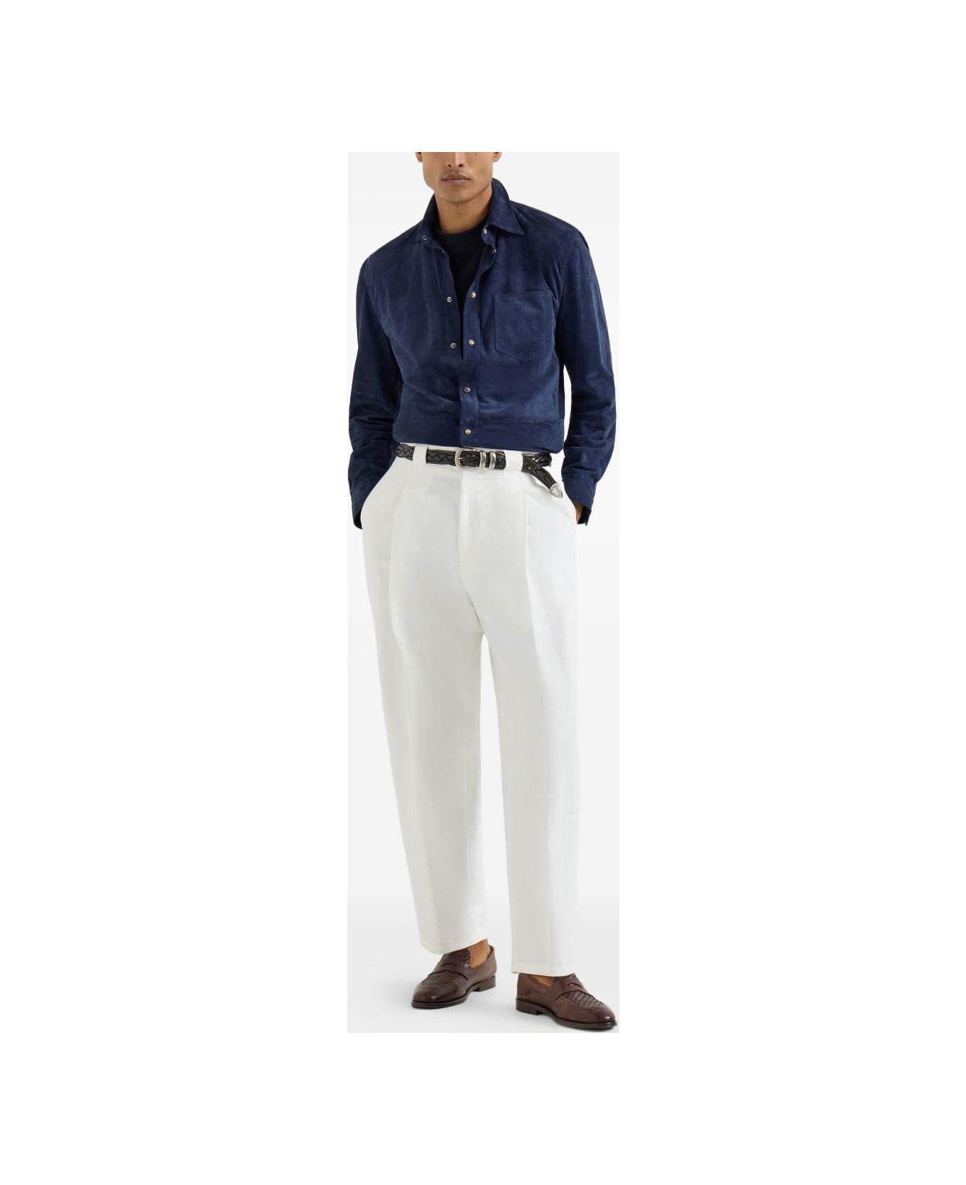 Brunello Cucinelli Leather Shirt - Blue