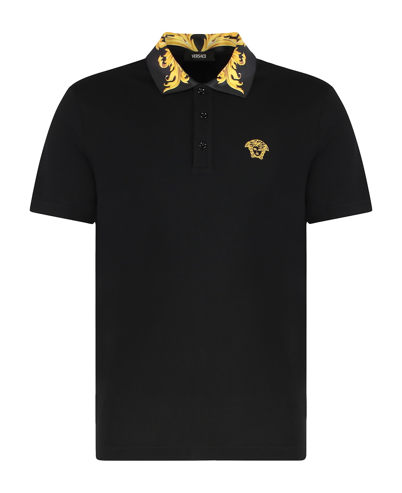 Versace Cotton Piqué Polo Shirt - black