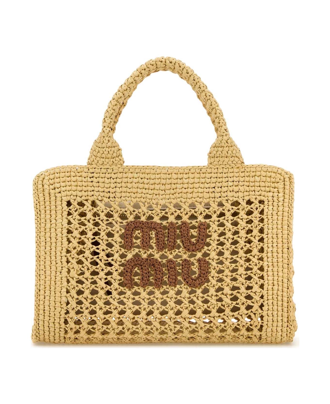Miu Miu Beige Crochet Handbag - NATURALECOGNAC